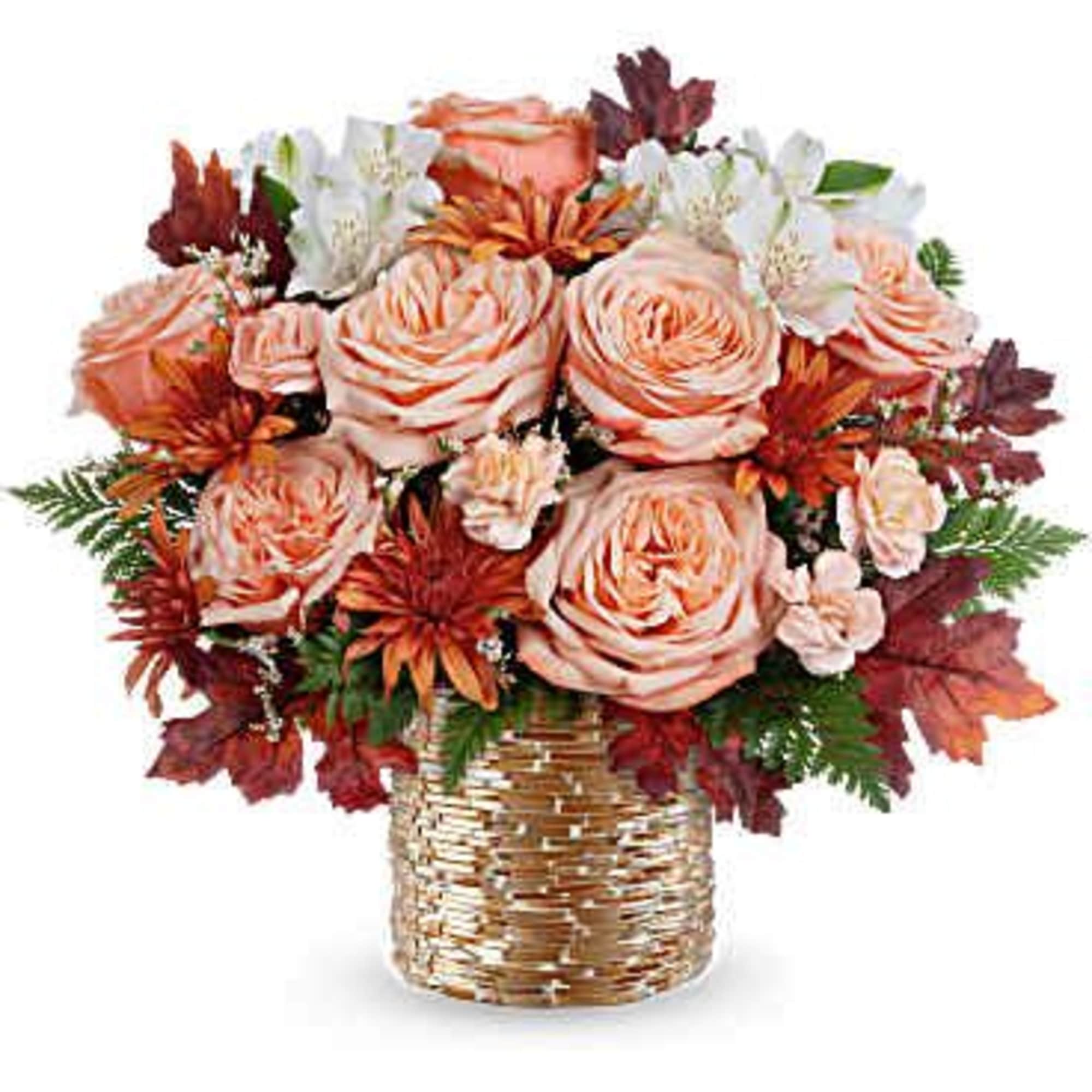 The Sparkling Blooms Bouquet brings the beauty of fall to life. Featuring