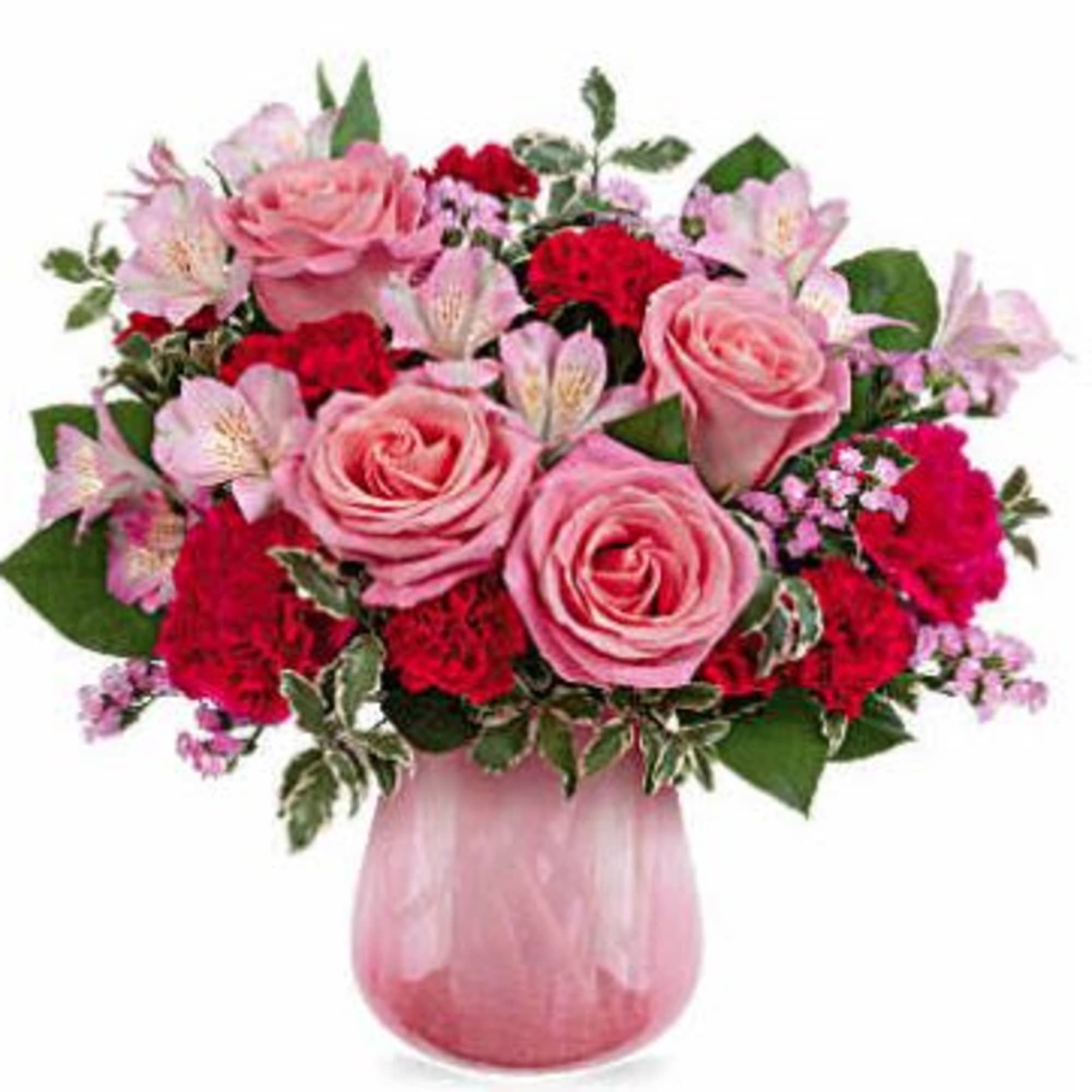 Radiating soft sophistication, Teleflora's Pretty In Petal Bouquet blends pink roses, alstroemeria