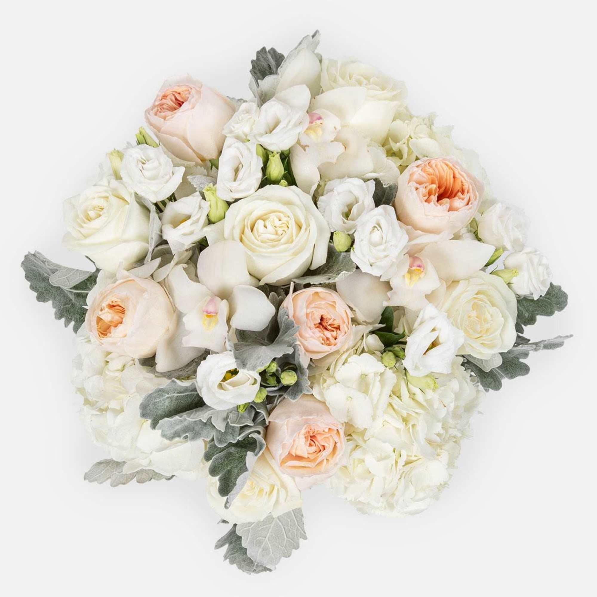 This luxurious vase arrangement combines the delicate beauty of  white hydrangeas, photo 2 of 2