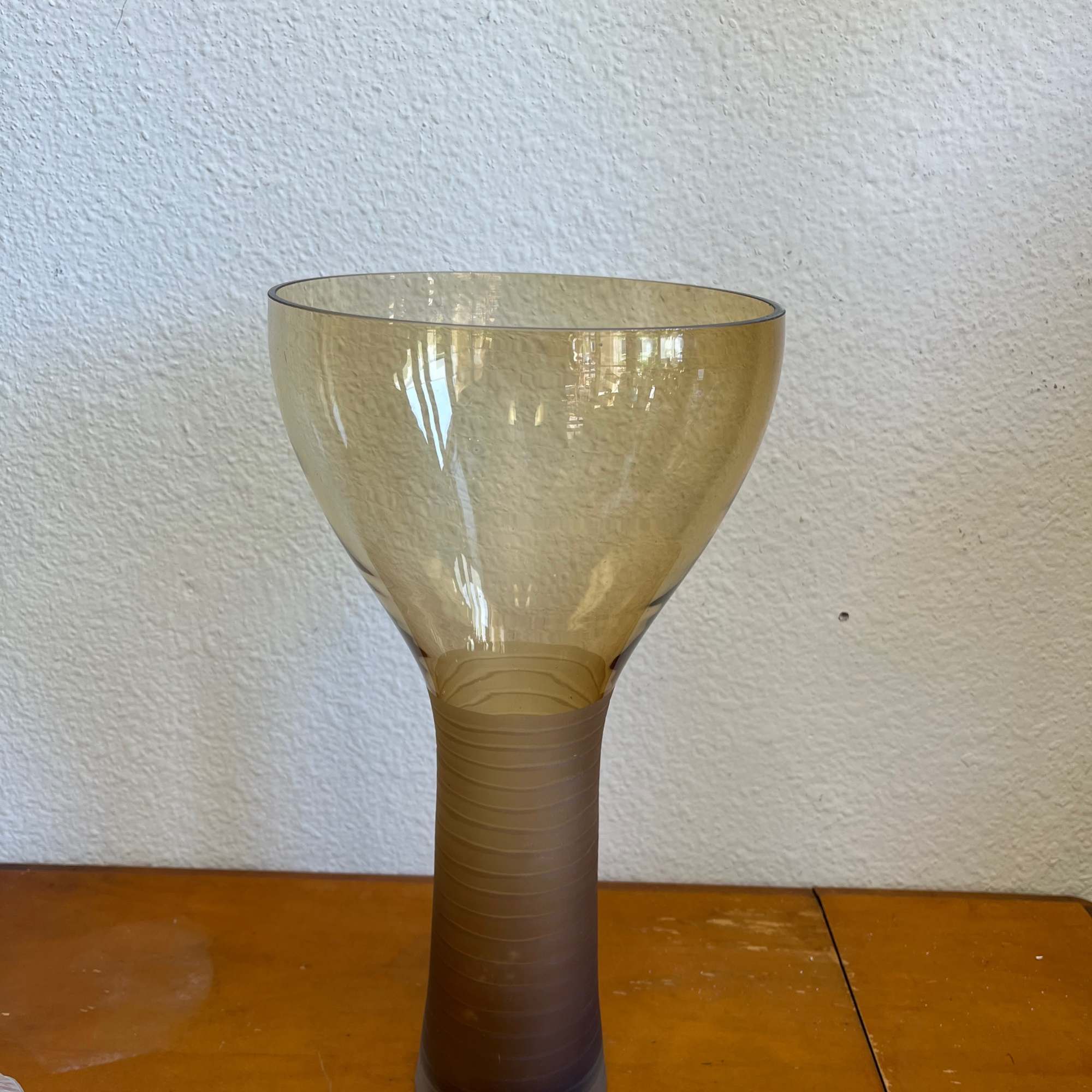 Vintage Tall Brown Crystal Vase with Roemer Rippled stemmed style 1960s 16"

Call