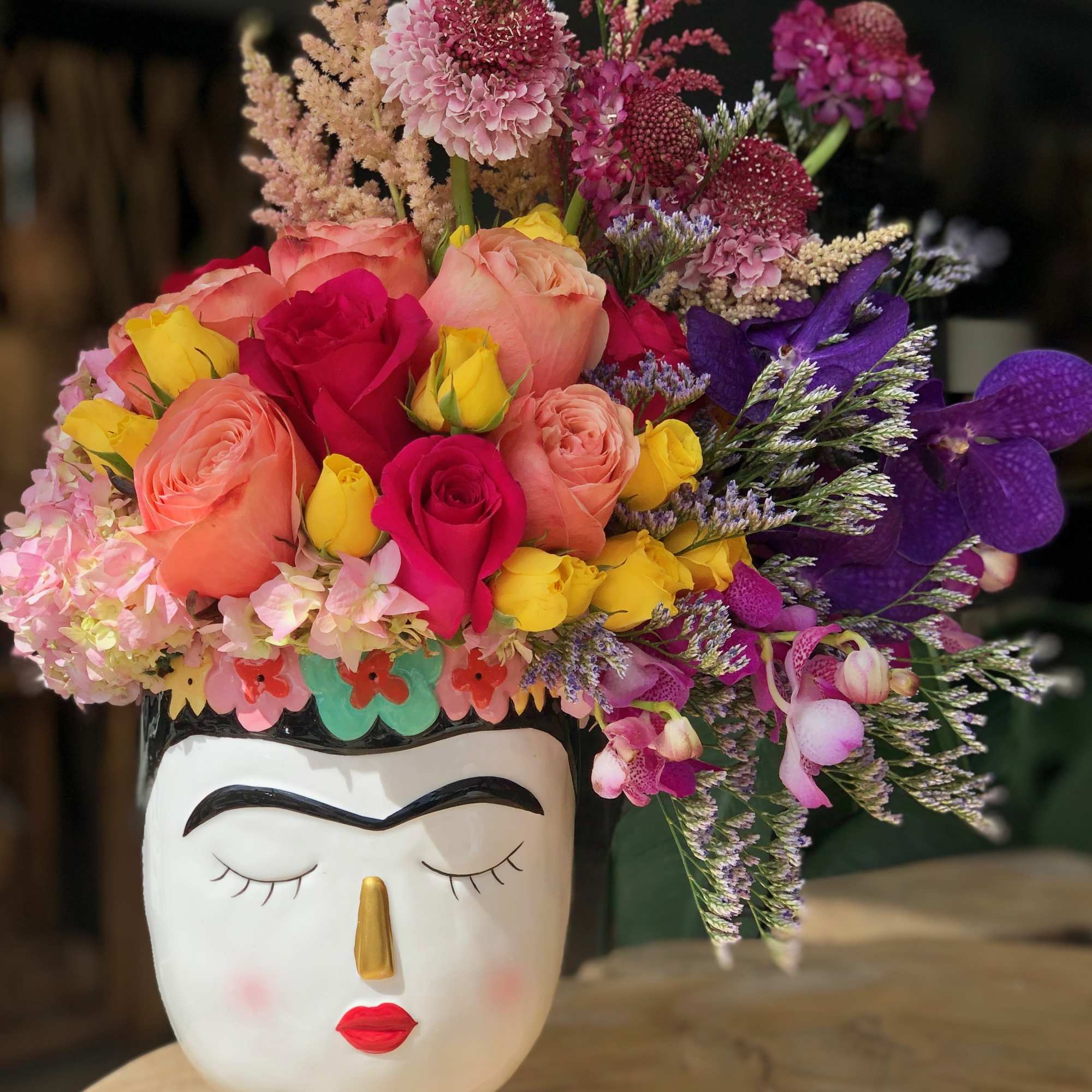 Frida, a perfect pop of color sure to brighten anyone's day. Frida