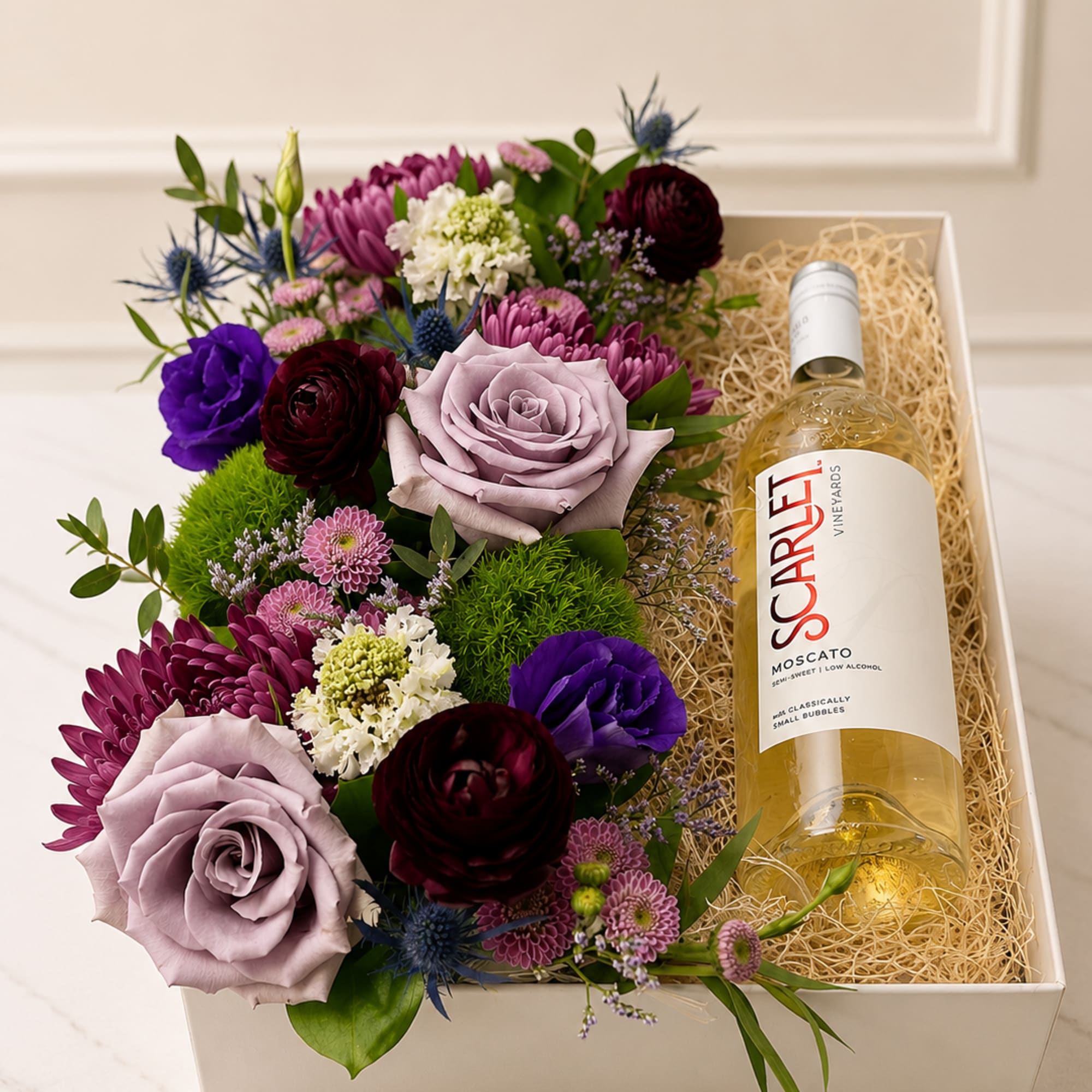 Celebrate life's special moments with our Lavender Luxe Moscato Gift Box, a
