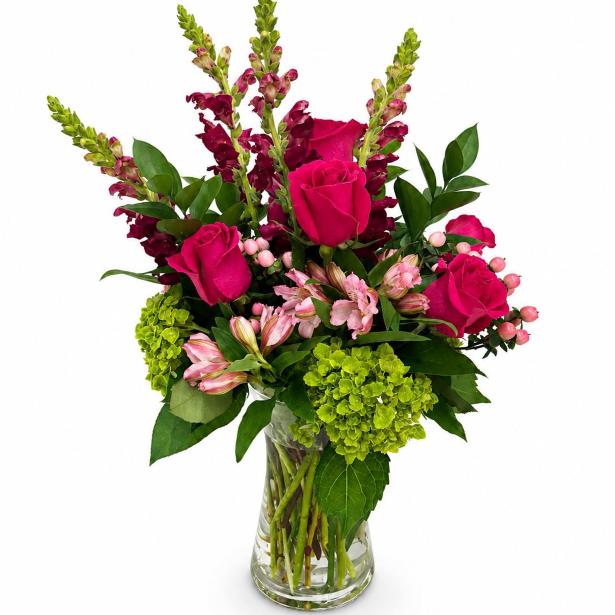 Sweetie 
A charming arrangement of fragrant stock and vibrant hot pink roses