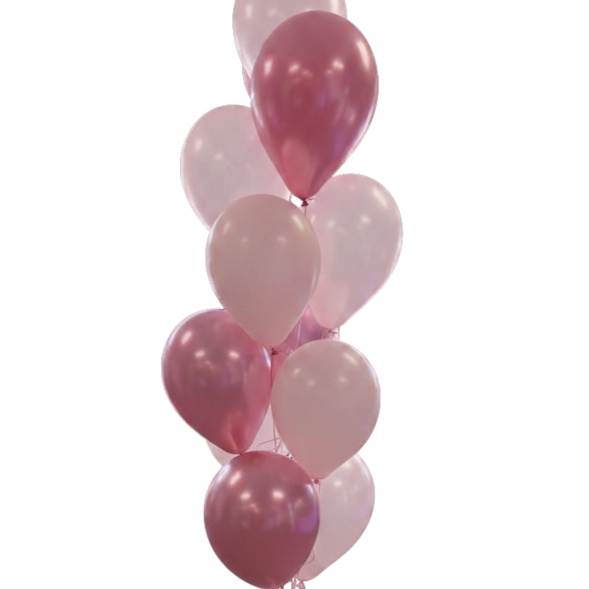 Cluster of pink and blush balloons tied together