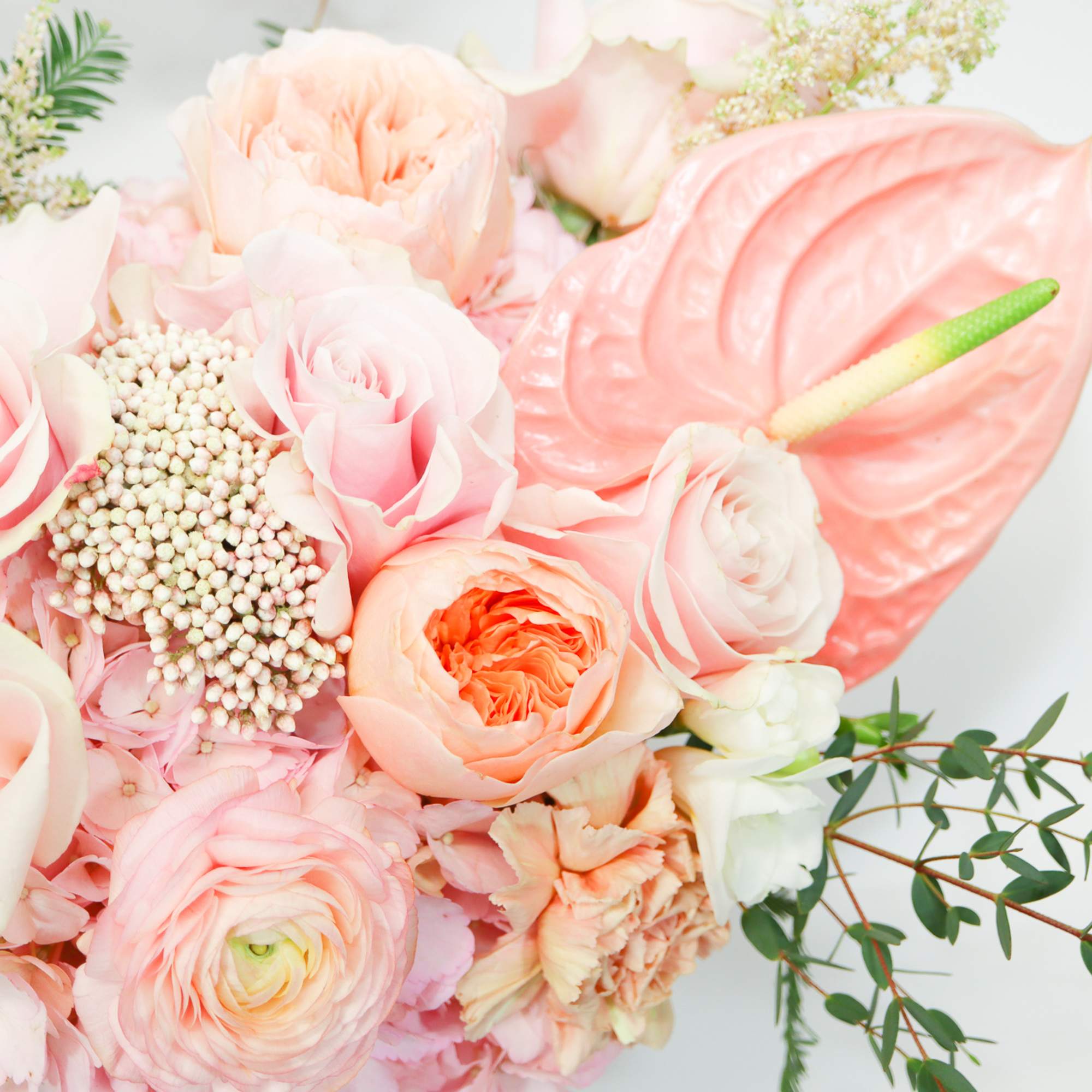 The Beauty, this stunning bouquet is created in glass bowl with blushes, photo 3 of 4