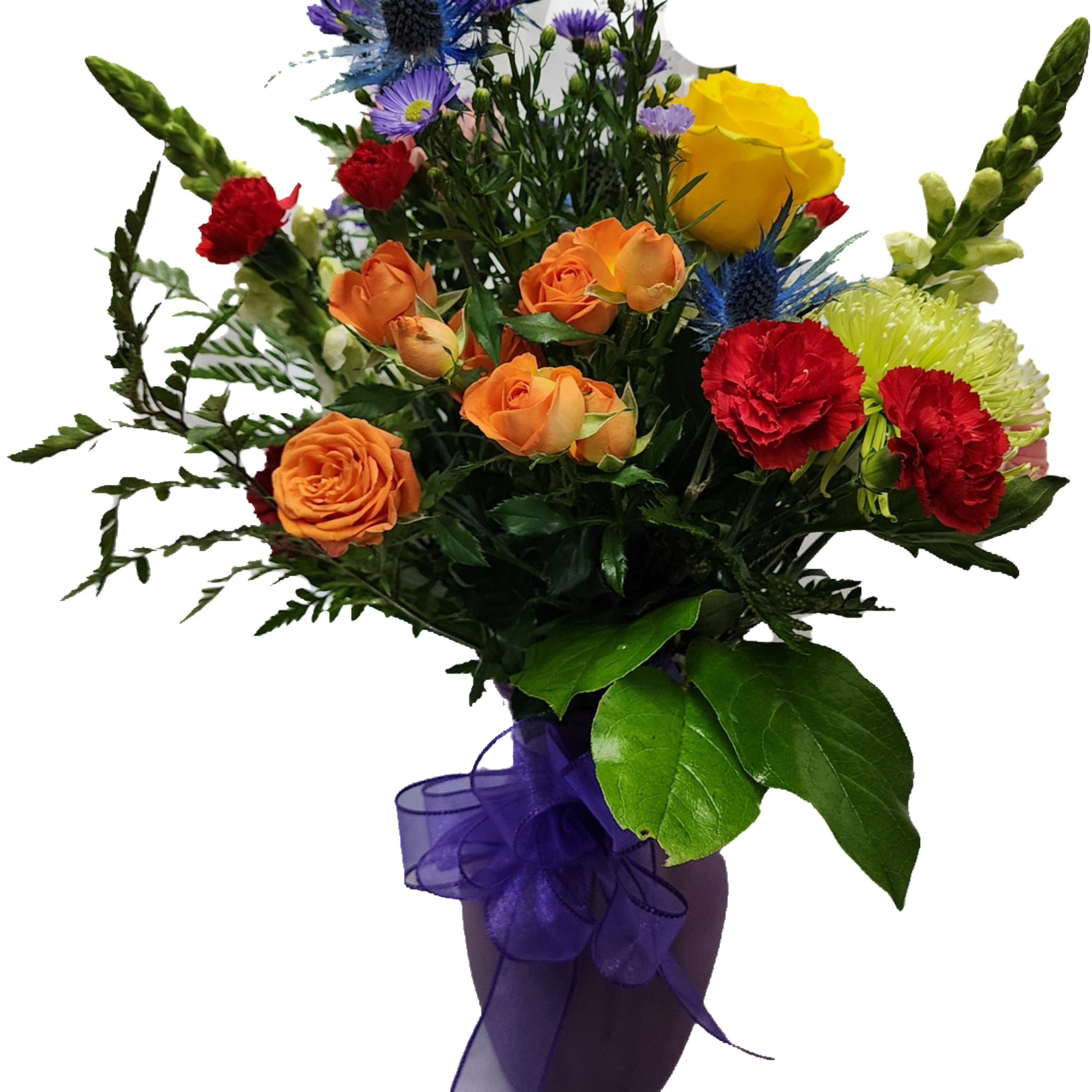 A bright and cheery array of flowers creating a deep and vibrant