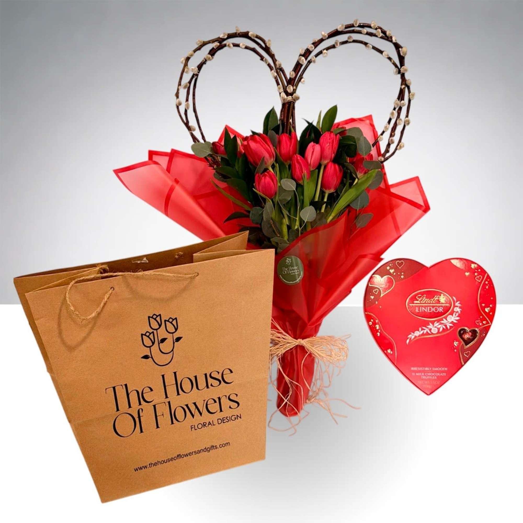 A beautiful bouquet of tulips with a natural heart-shaped base, perfect for, photo 2 of 2