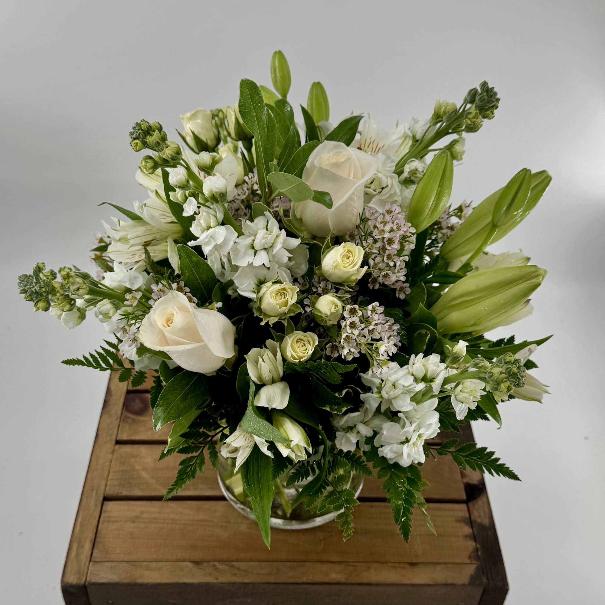 Introducing our all white elegant flower arrangement, a timeless and sophisticated masterpiece, photo 2 of 2
