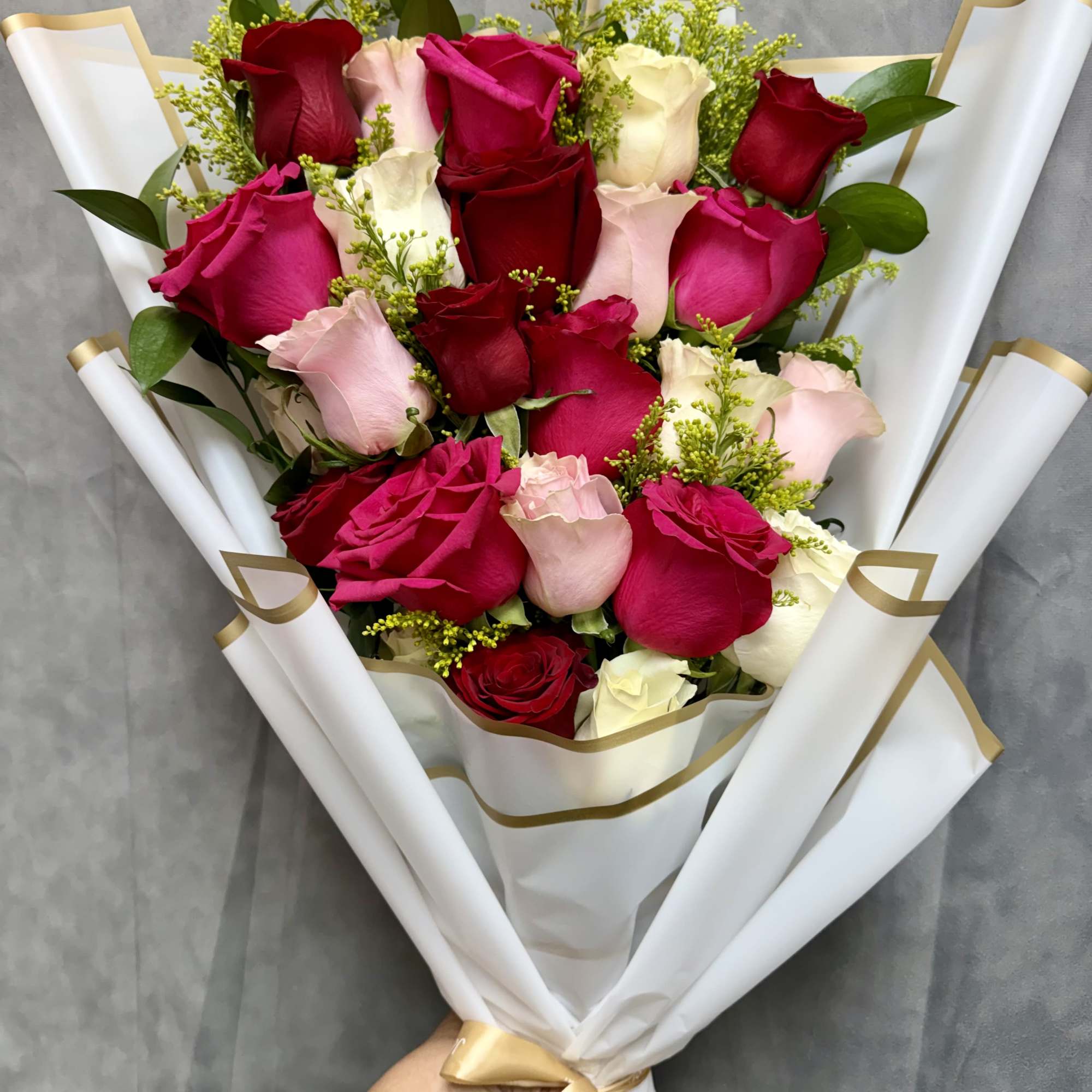 A classic and elegant rose bouquet featuring a beautiful mix of red, photo 2 of 2