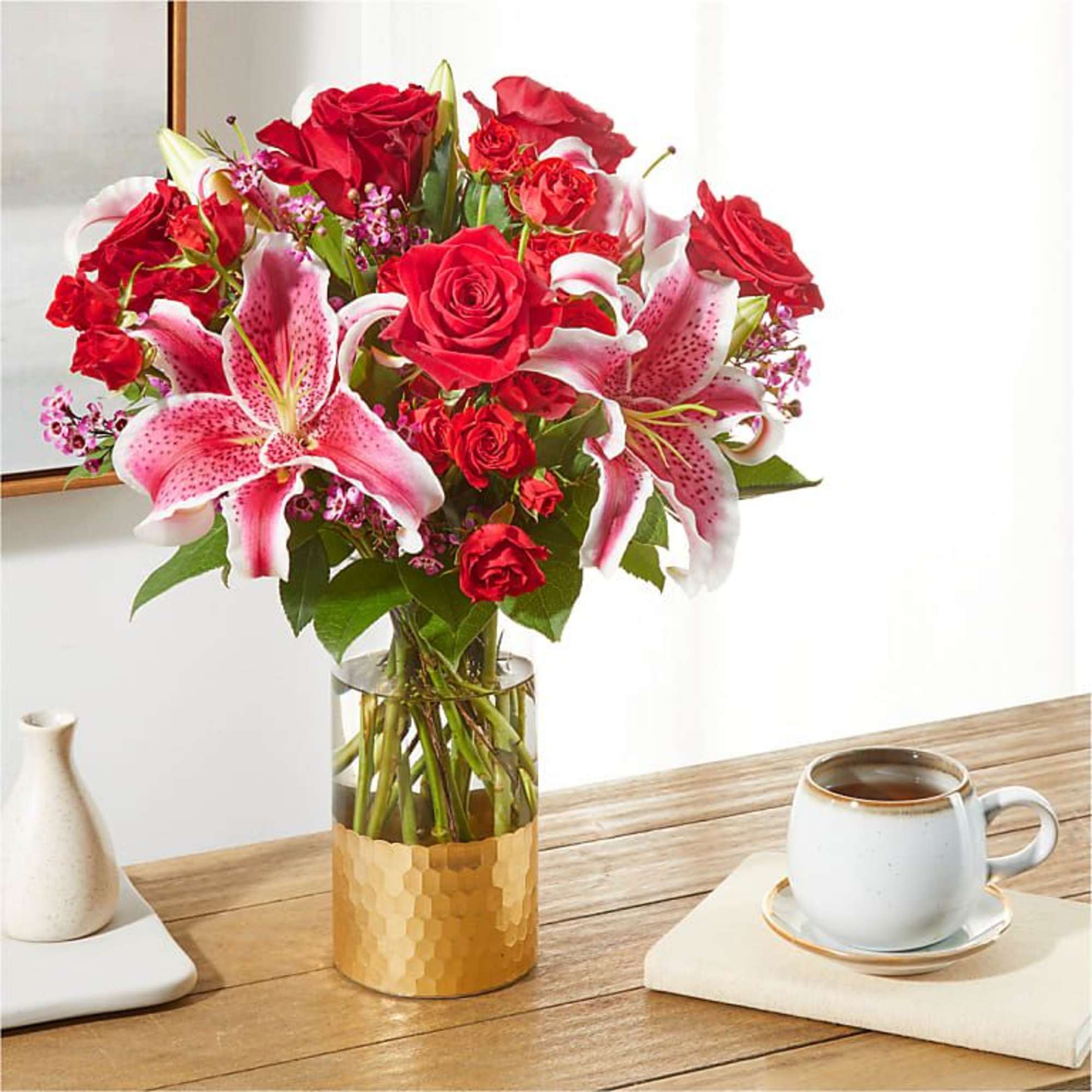 MATCH MADE IN HEAVEN BOUQUET

Blooming red roses, exquisite lilies, and accents of, photo 2 of 2