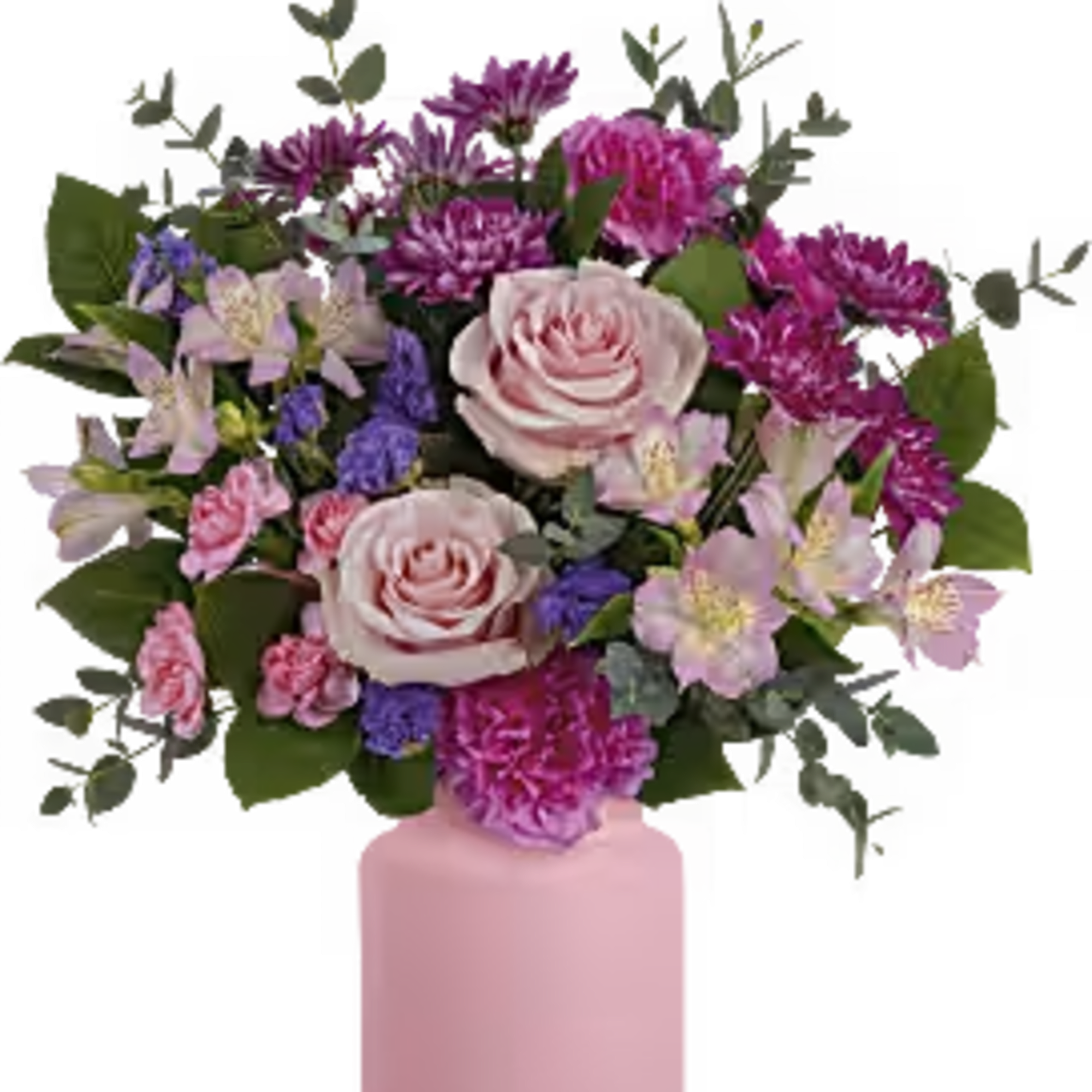 MIX OF PINKS HUES IN A QUAINT PINK VASE