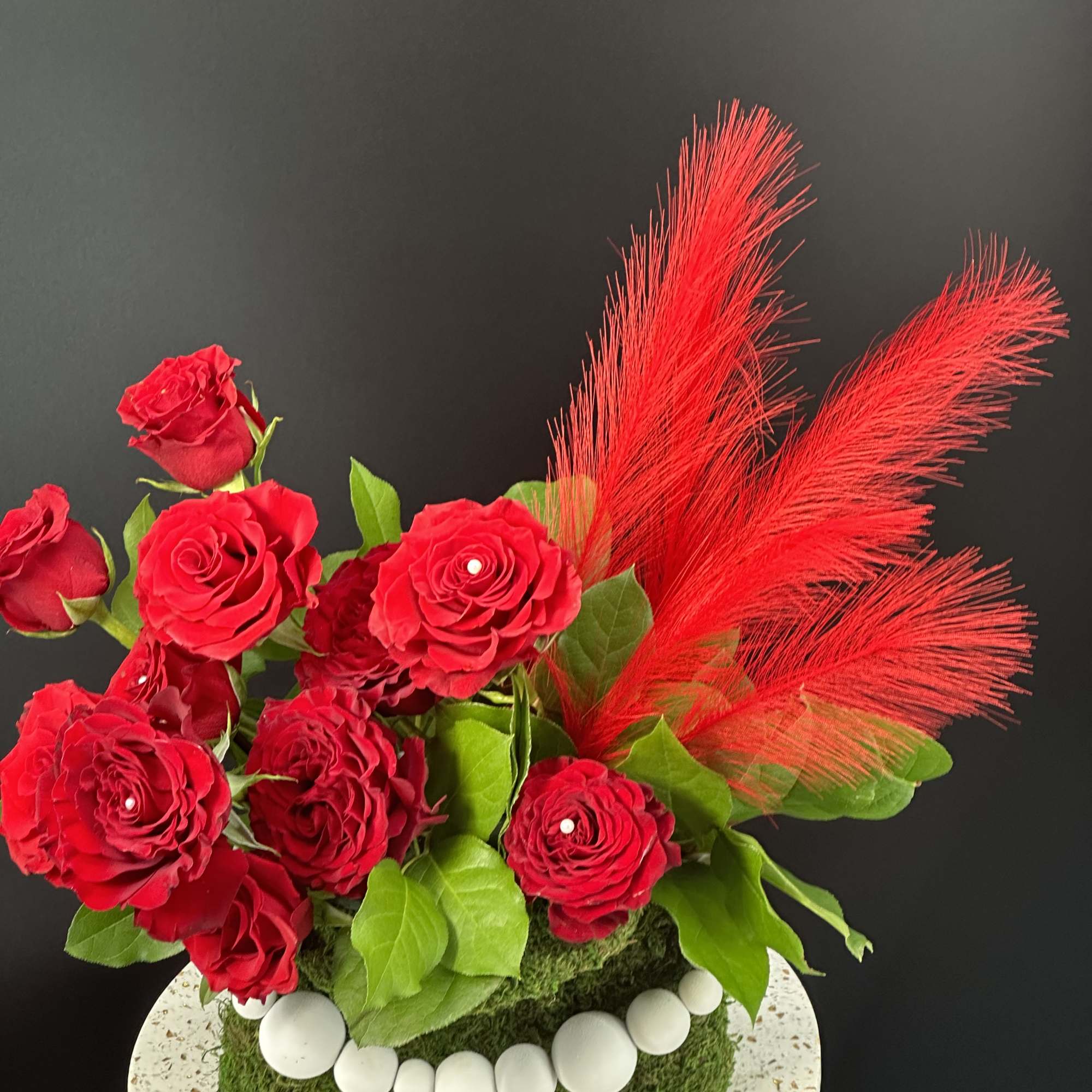 Refined ,low -profile floral arrangement composed of blush and rose -toned layered, photo 8 of 8