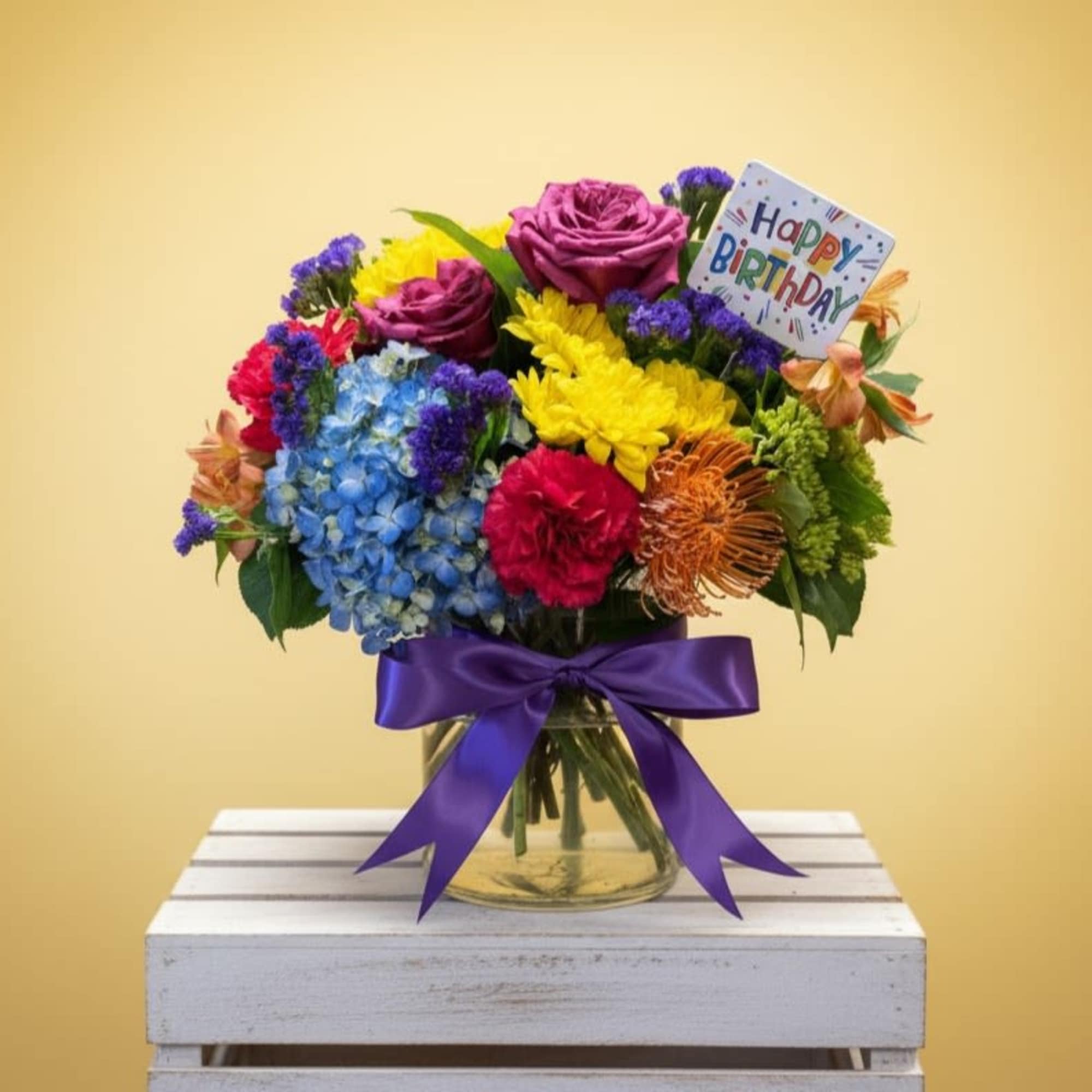 Wish someone you love with this Happy Birthday Floral arrangement.  This