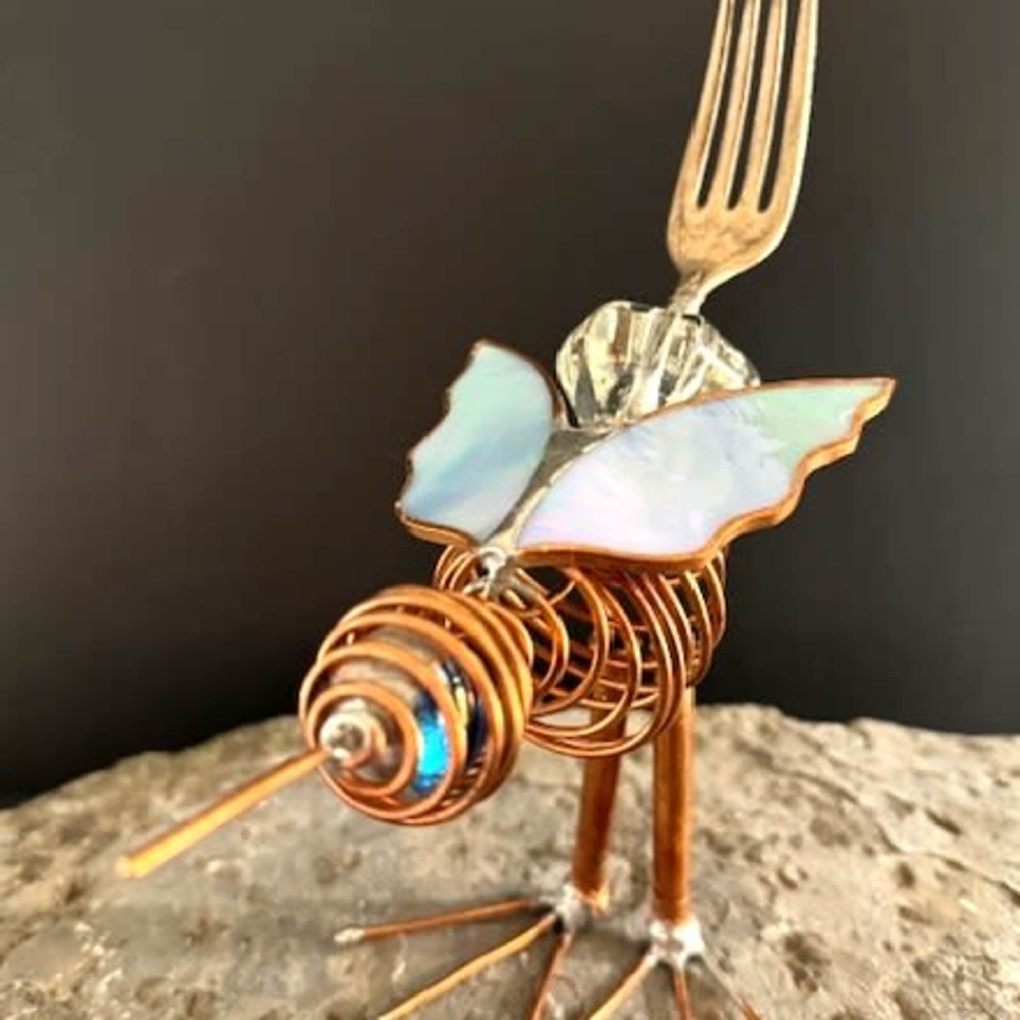 A whimsical copper-wire bird sculpture that doubles as a delightful decorative accent-perfect, photo 3 of 4