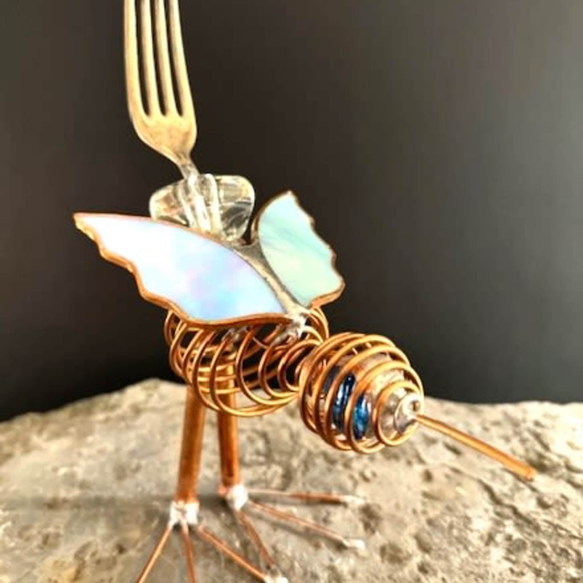 A whimsical copper-wire bird sculpture that doubles as a delightful decorative accent-perfect, photo 4 of 4