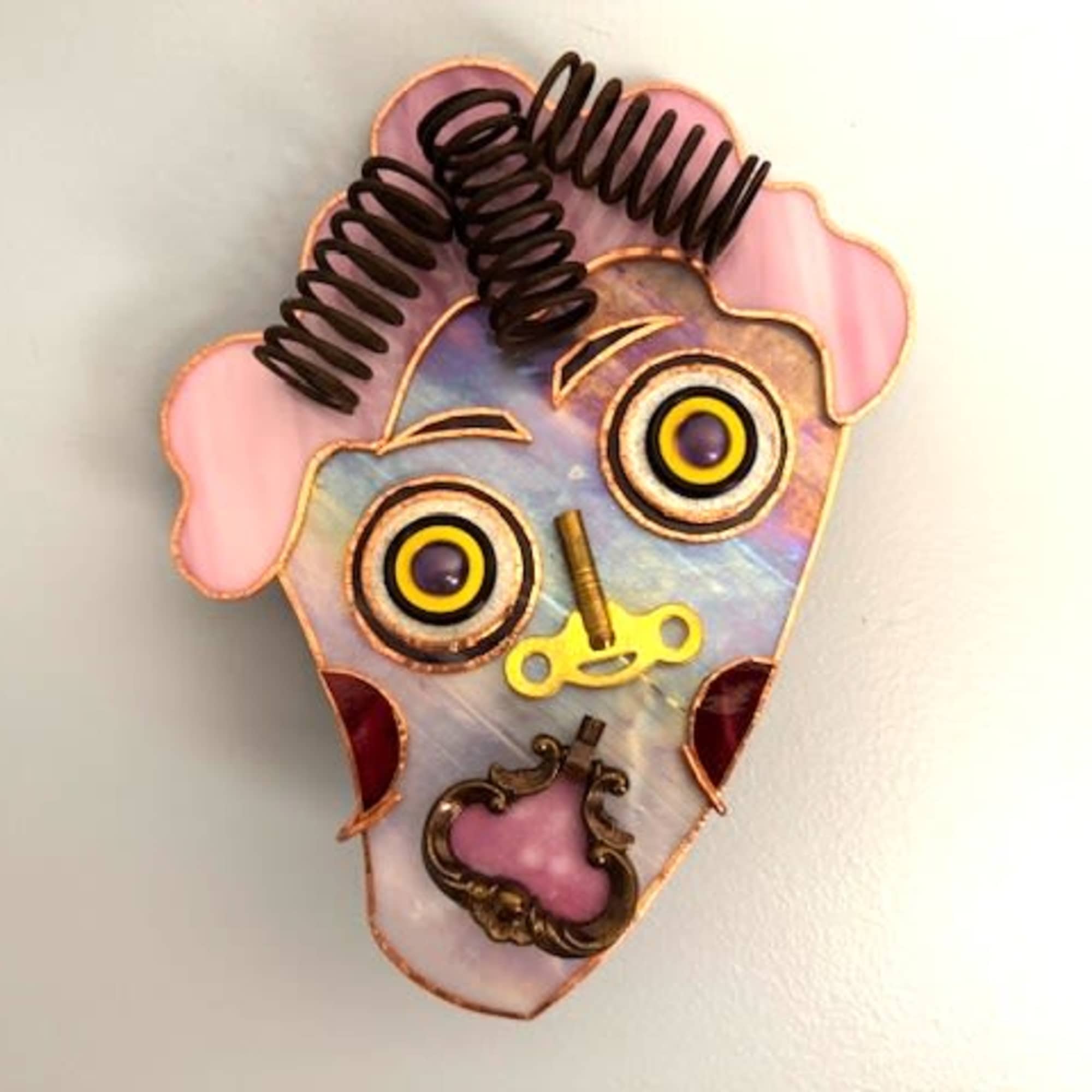 A quirky stained-glass face mask that reads like wearable folk art -, photo 2 of 2
