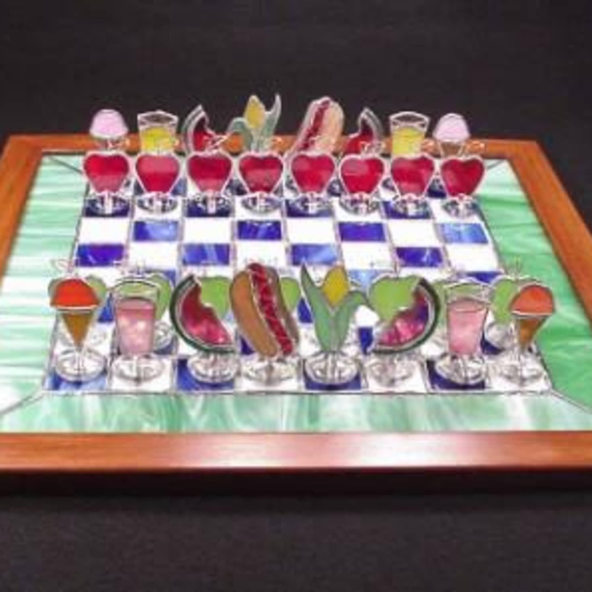 A sunny burst of color and whimsy, this one-of-a-kind stained-glass Summer Picnic