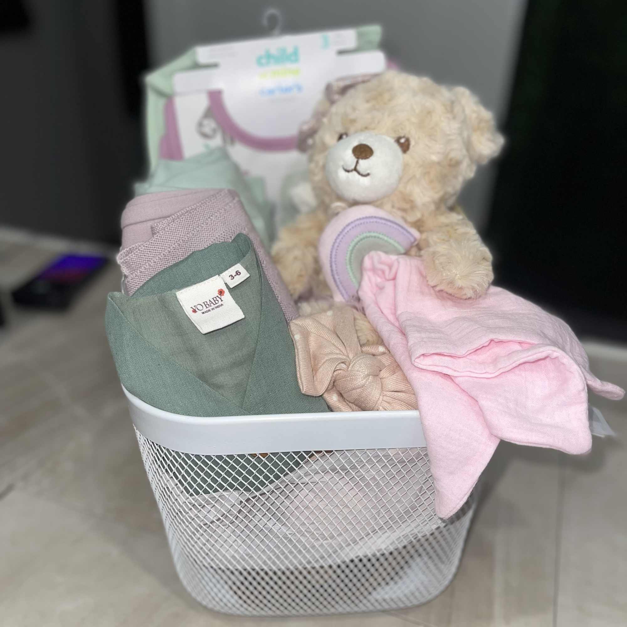 Soft pastels and cuddly textures make this Hello Baby Girl Basket the, photo 2 of 2