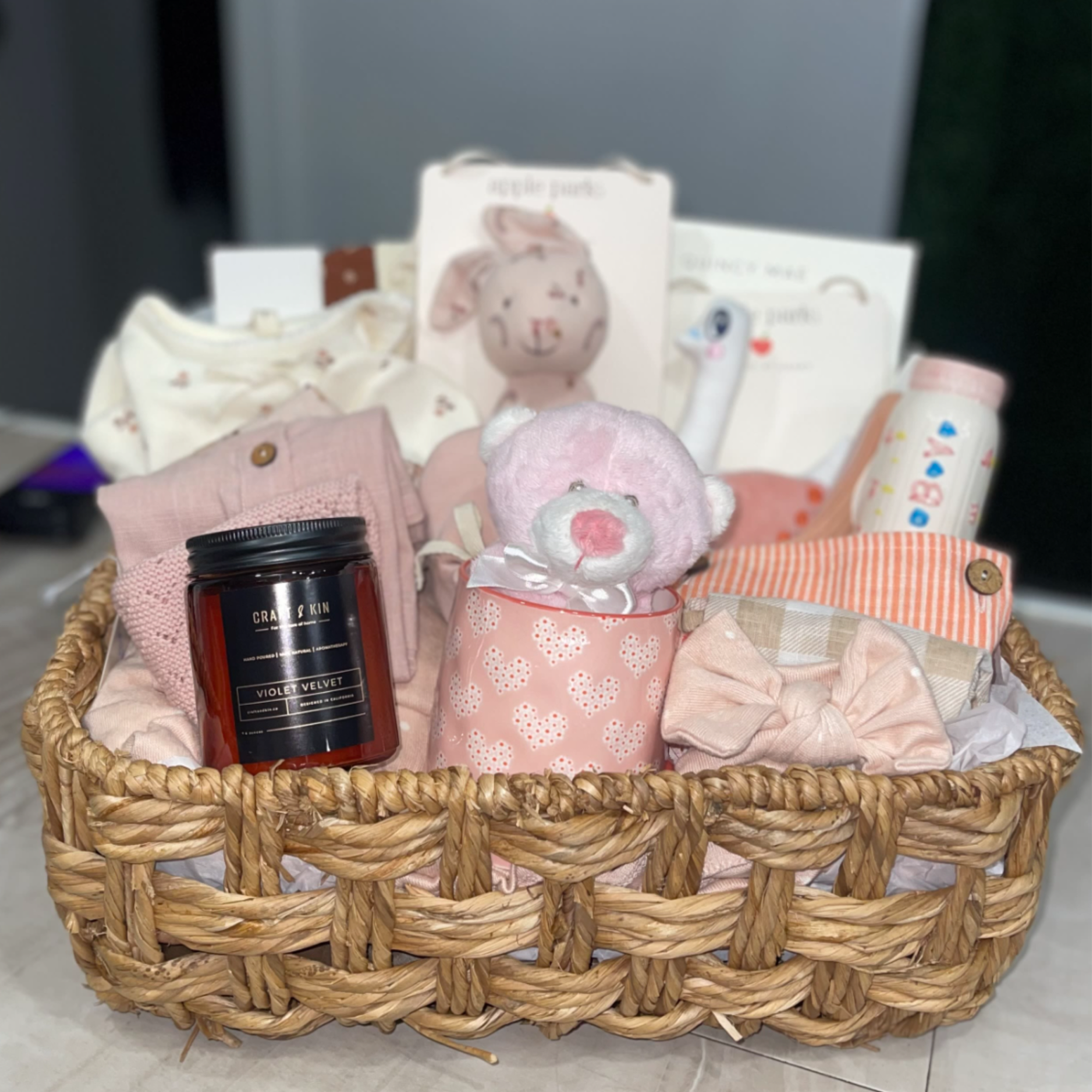 Soft pastels and cuddly textures make this Hello Baby Girl Basket the, photo 3 of 4