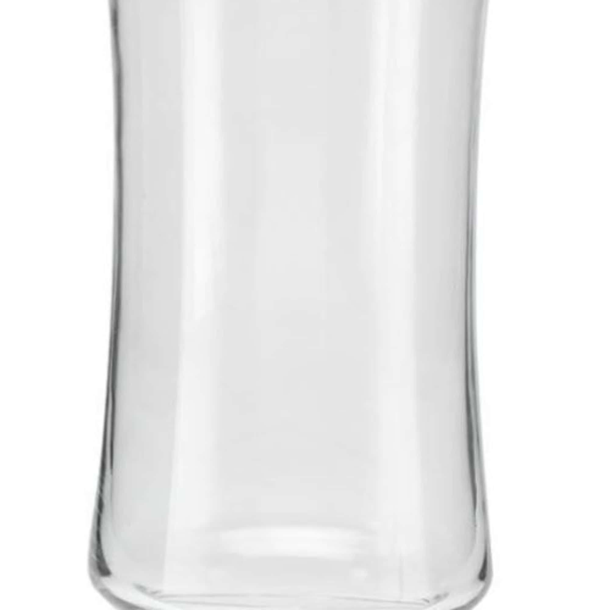 Clear glass vase with a flared top and narrow waist