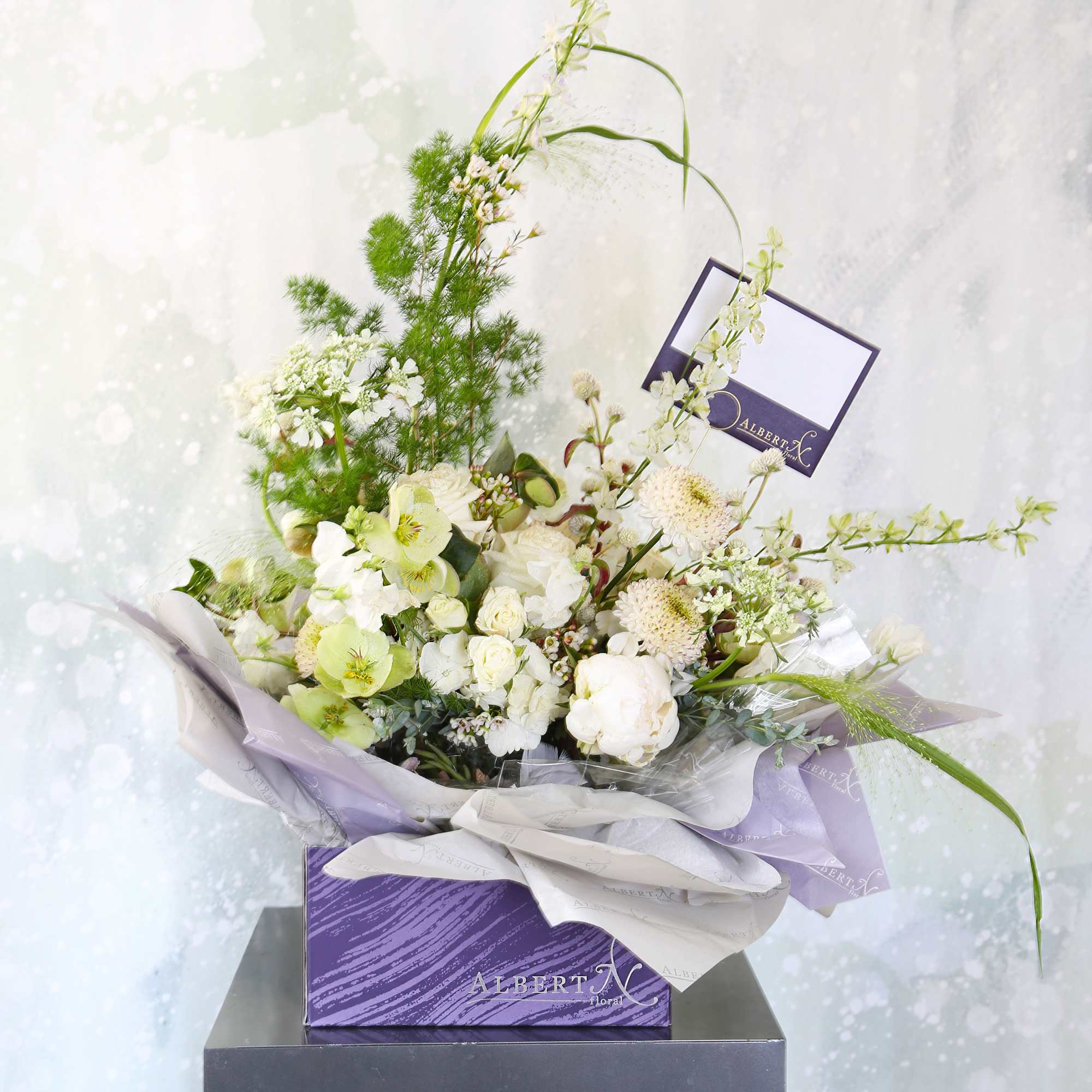 An elegant luxury arrangement with all precious ivory bloom, such as garden, photo 2 of 6