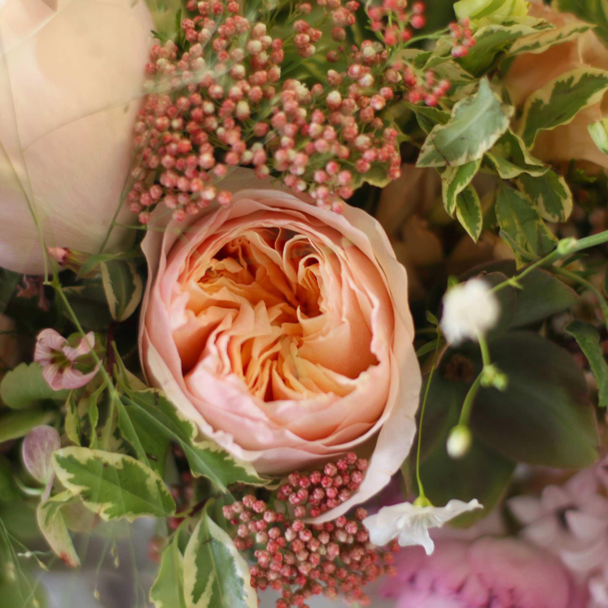 This arrangement creates with fragrant garden rose, Hyacinth, hydrangea, hellebore and seasonal, photo 3 of 4