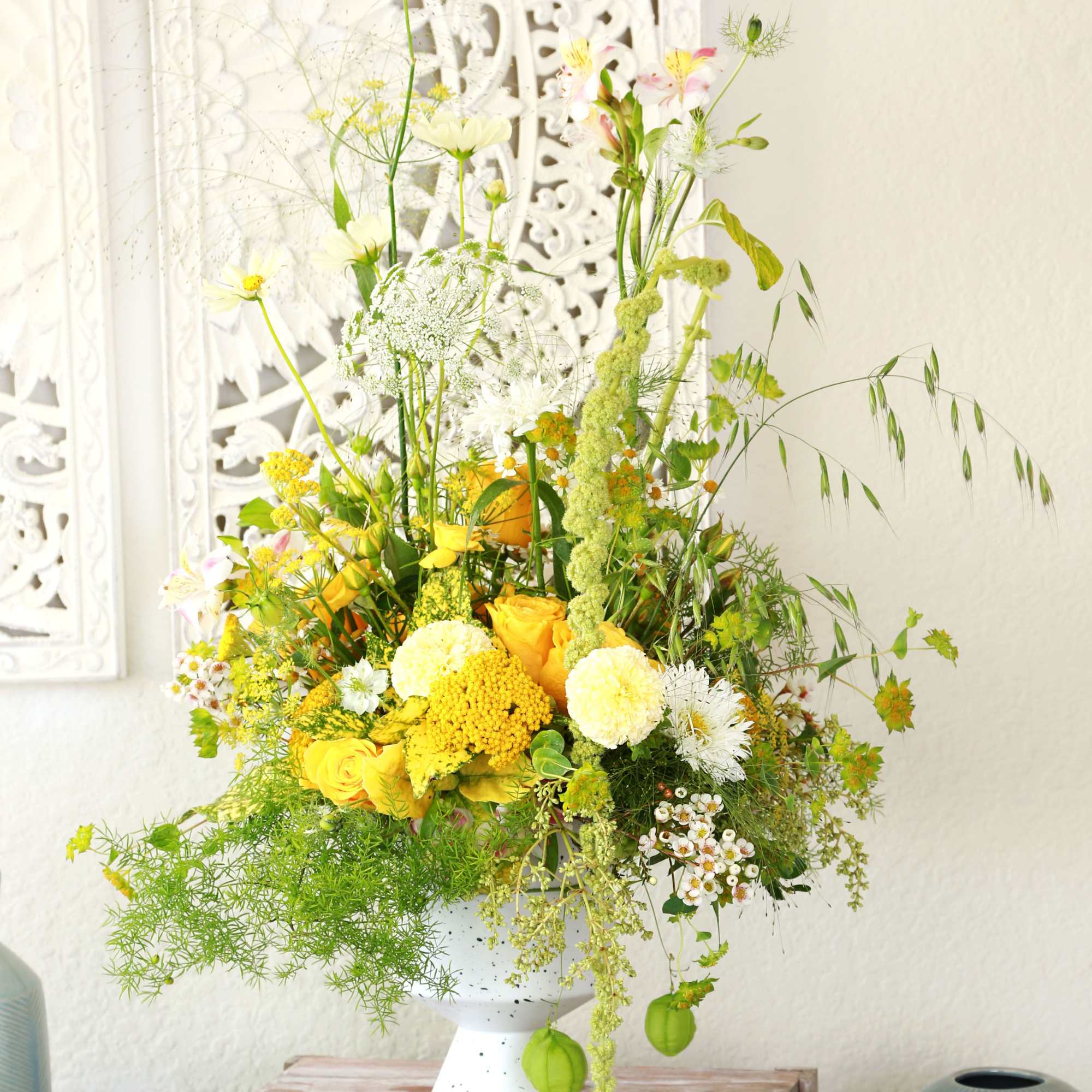 Bring sunshine indoors with Golden Meadow, a wild, airy floral arrangement bursting