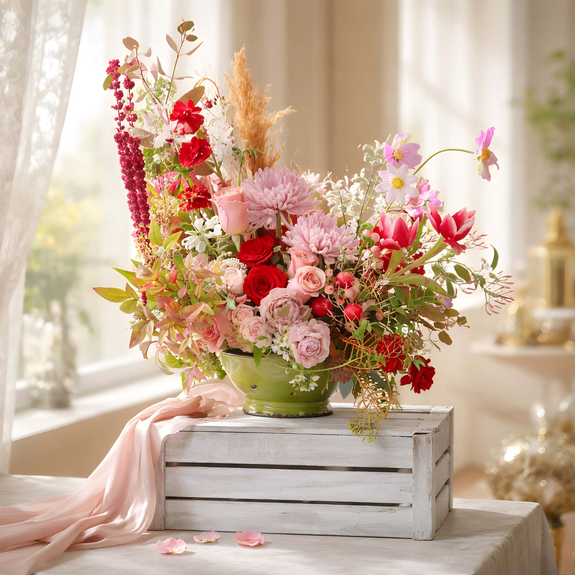 A romantic garden- style arrangement design to capture the beauty of love, photo 2 of 5