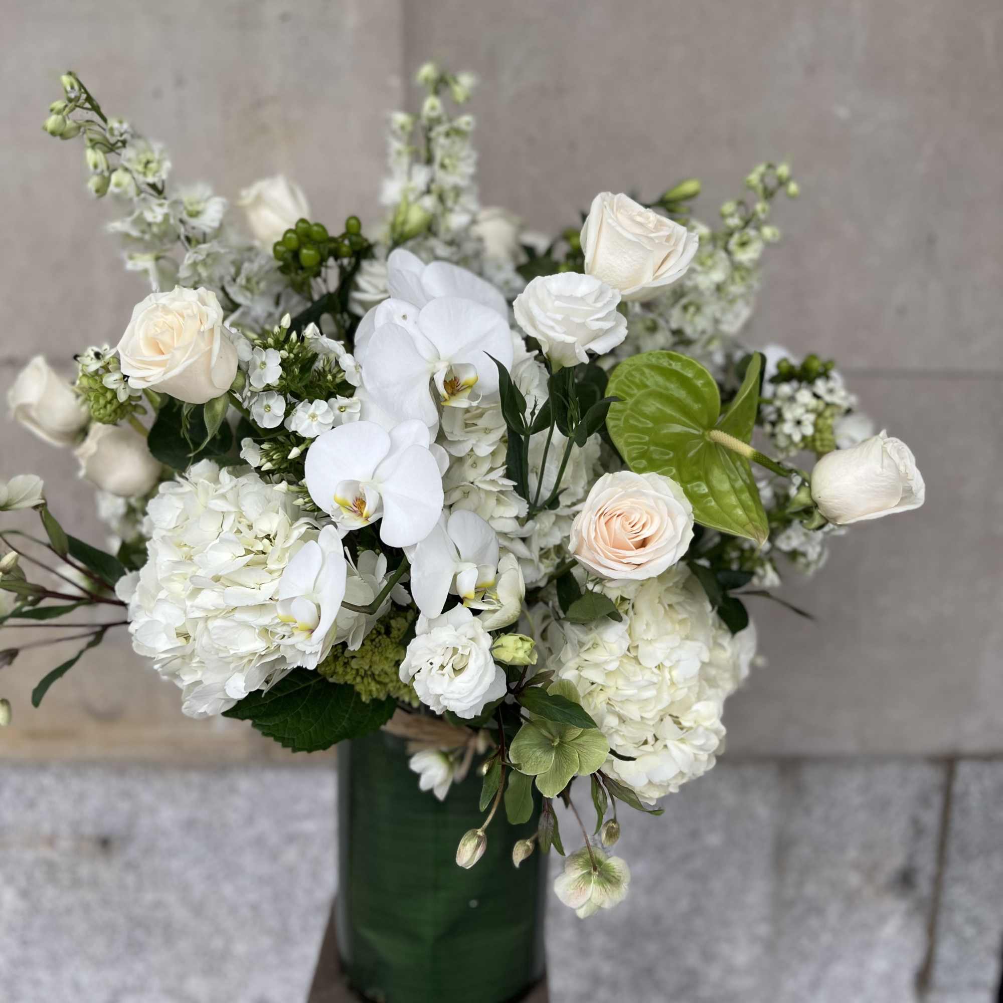 LUSH, EXTRAVAGANZA, SPECTACULAR DISPLAY ASSORTMENT OF ALL WHITE  PREMIUM FLOWERS. , photo 7 of 7