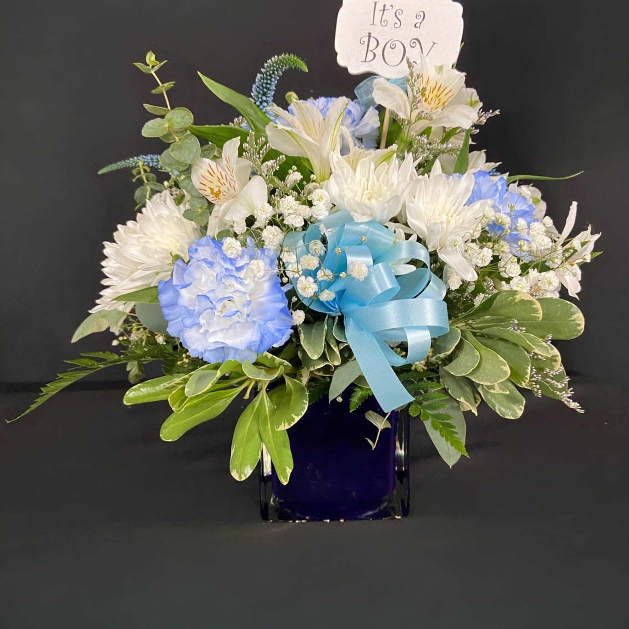 Welcome a new bright-eyed baby boy into the world with this blue, photo 2 of 2