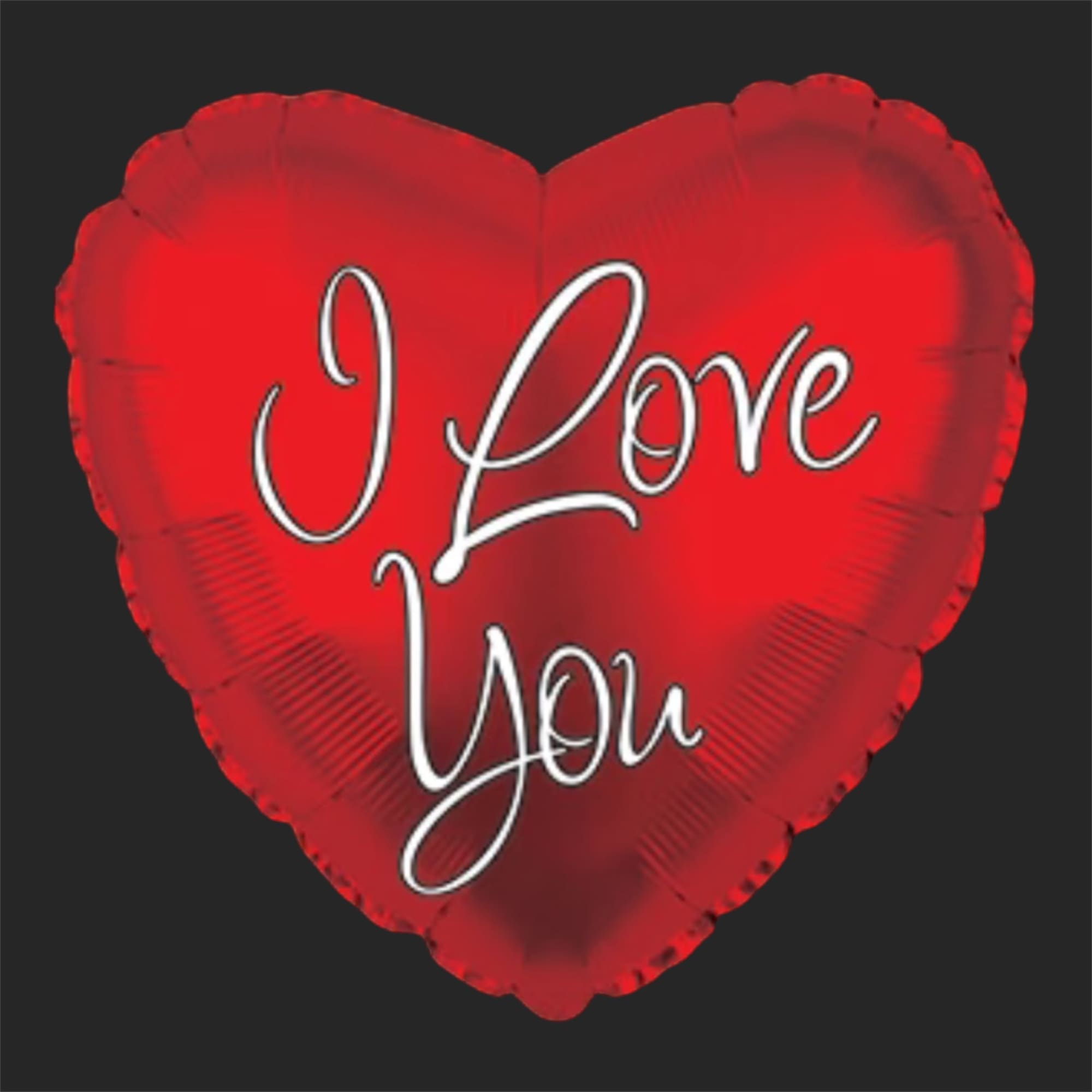 Red heart-shaped balloon with the words "I Love You"