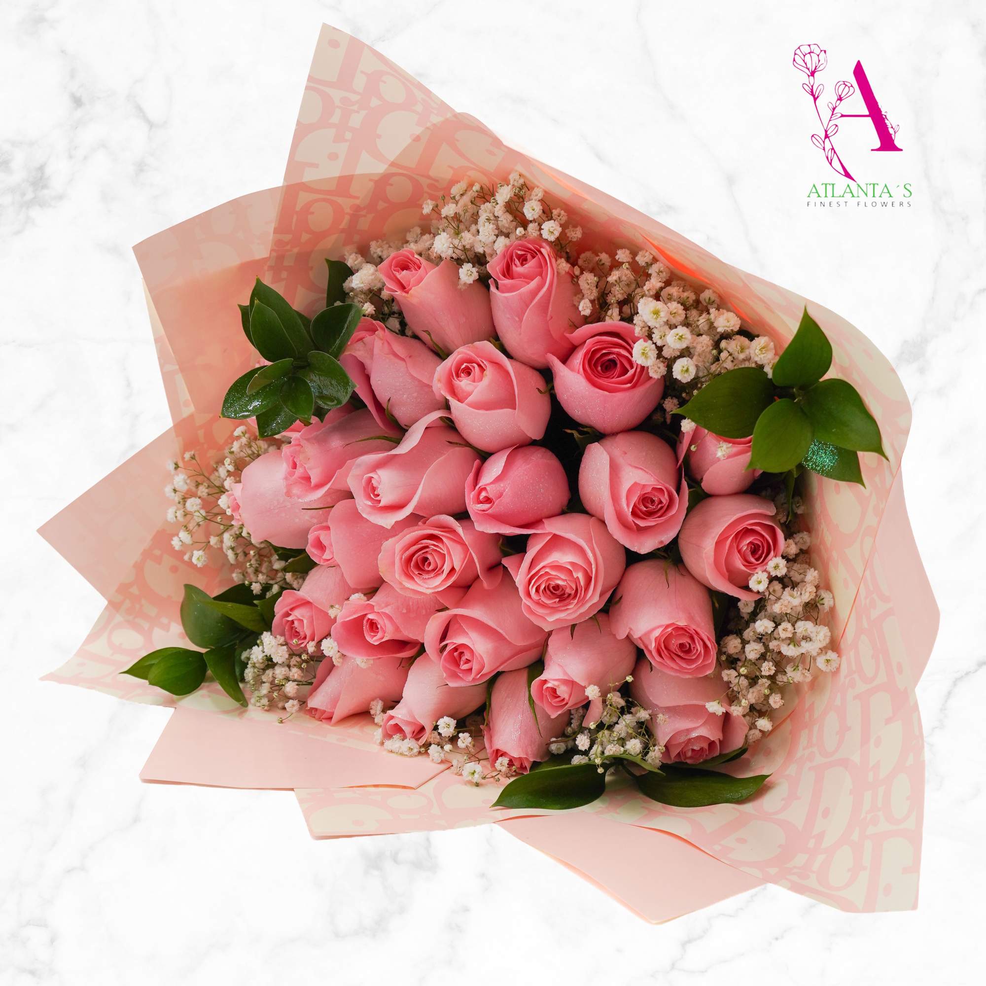 Sparkling Blush Bouquet features 24 premium pink roses delicately accented with a, photo 2 of 3
