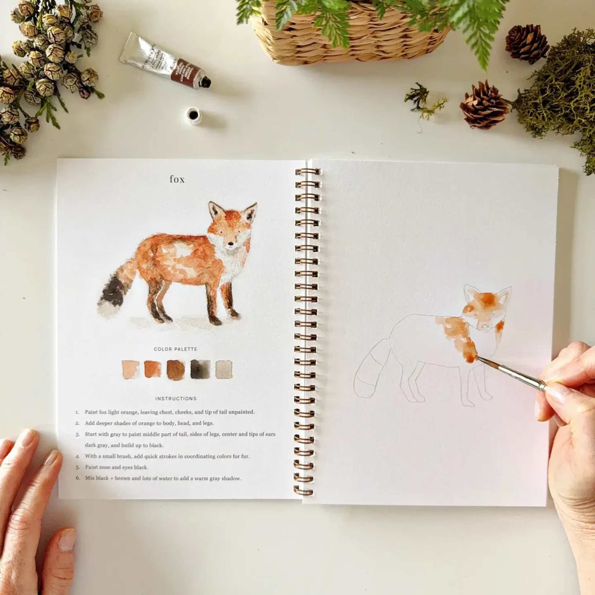Woodland watercolor workbook with step-by-step instructions , photo 2 of 3
