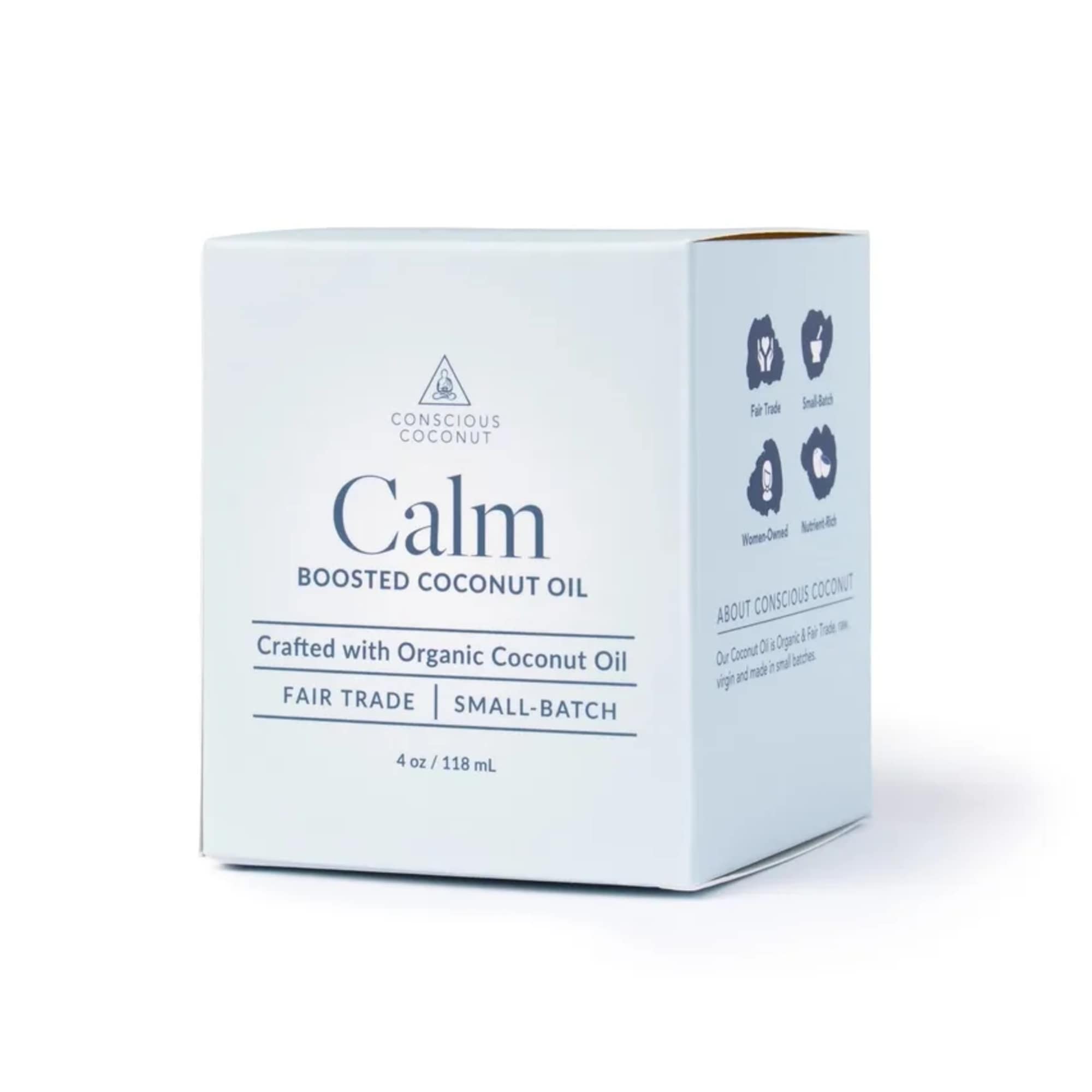 A compact jar of Calm coconut body oil that reads like a, photo 2 of 2
