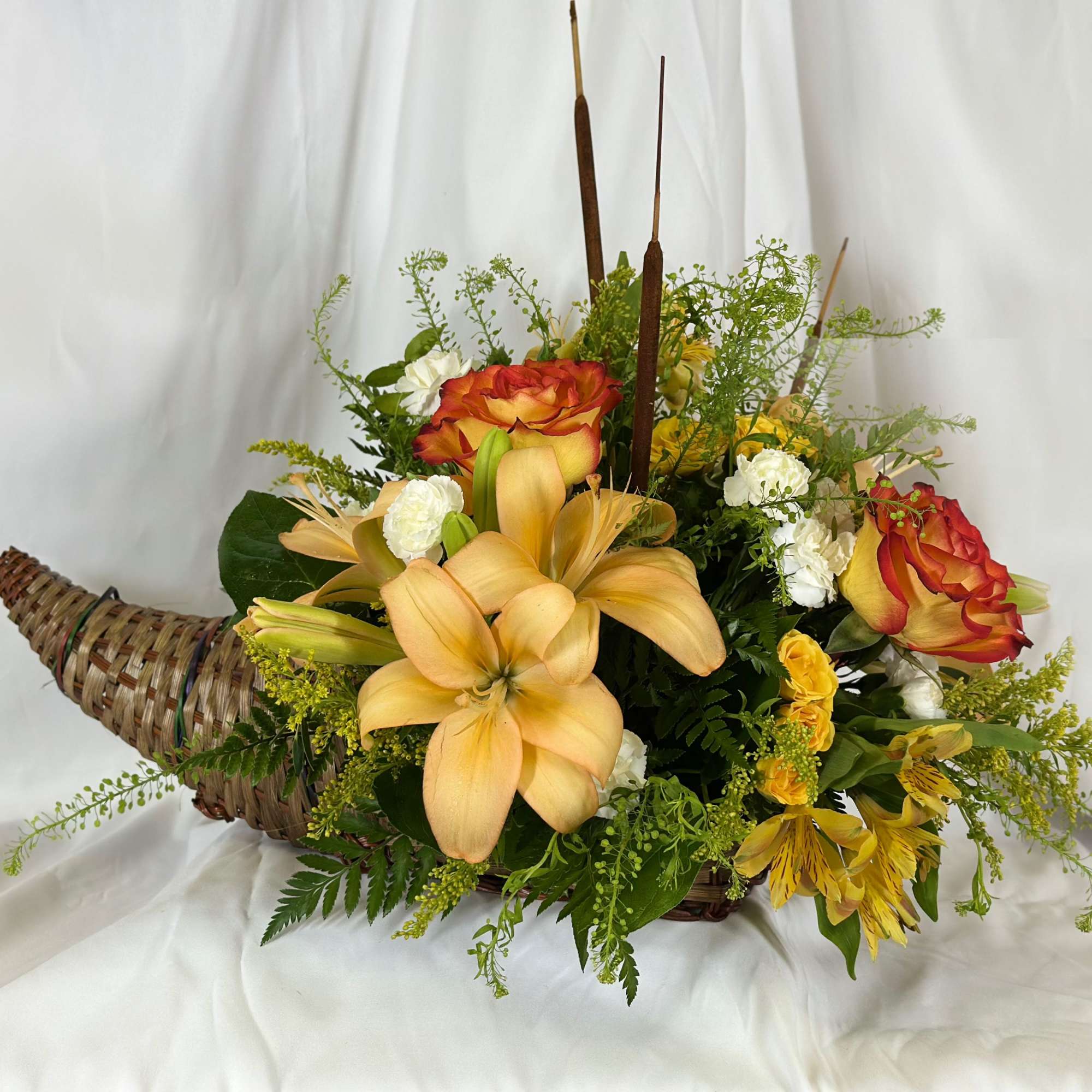 This beautiful Fall arrangement will look stunning with roses, snapdragons,  and, photo 2 of 2