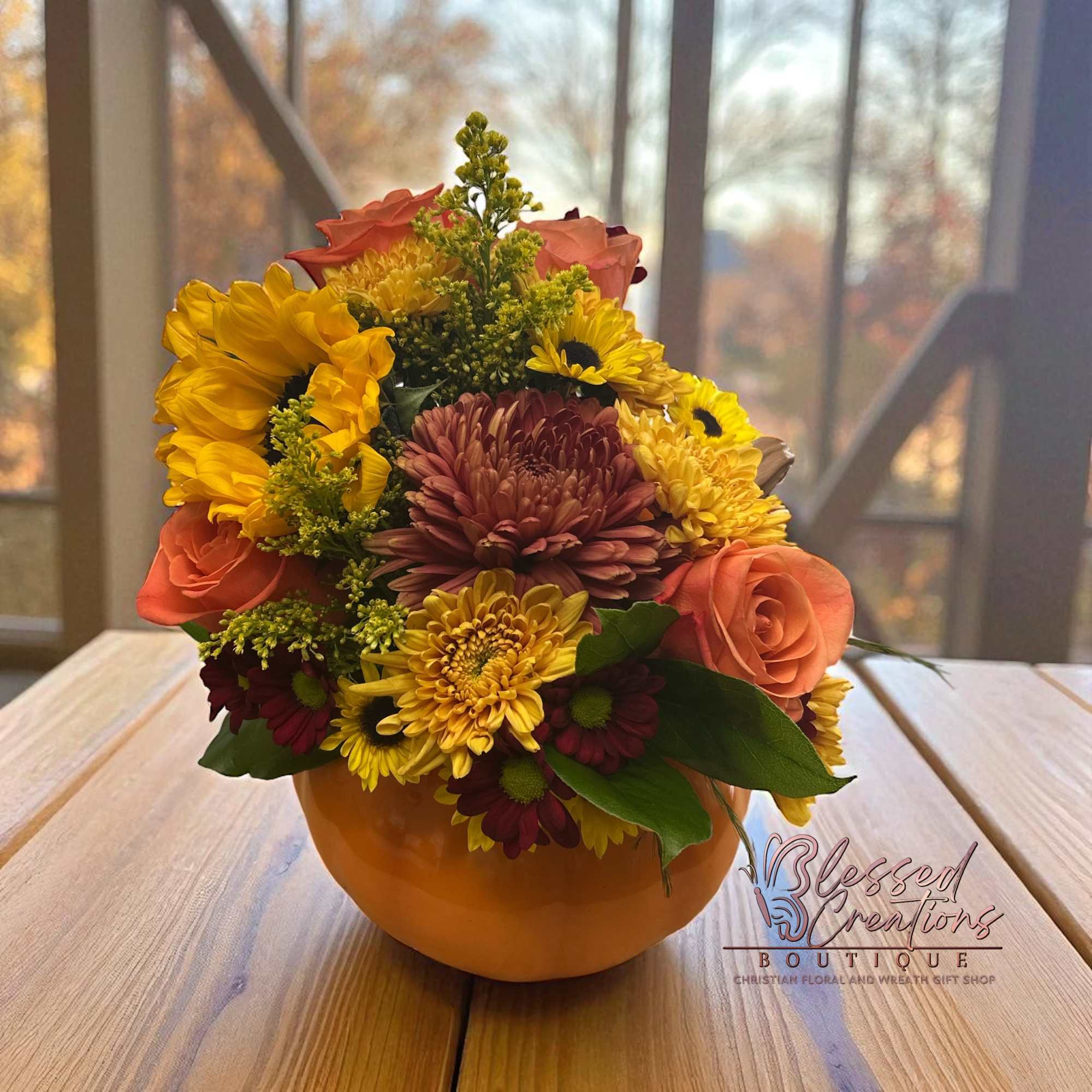 Celebrate the warmth of autumn with this festive pumpkin arrangement! Bursting with, photo 2 of 2