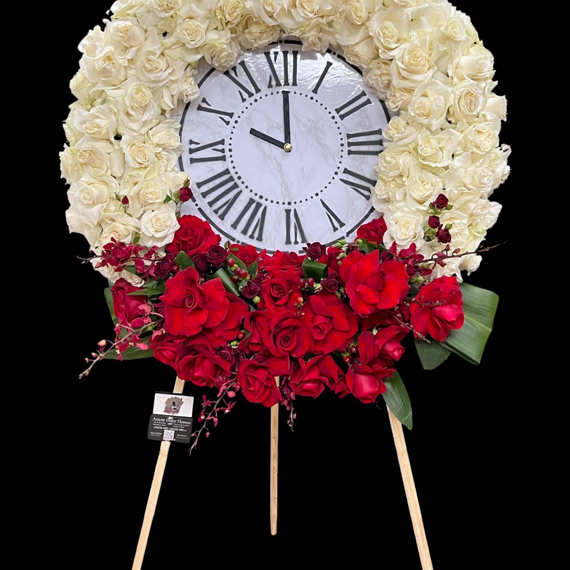This elegant and meaningful floral clock arrangement symbolizes the passage of time, photo 2 of 2