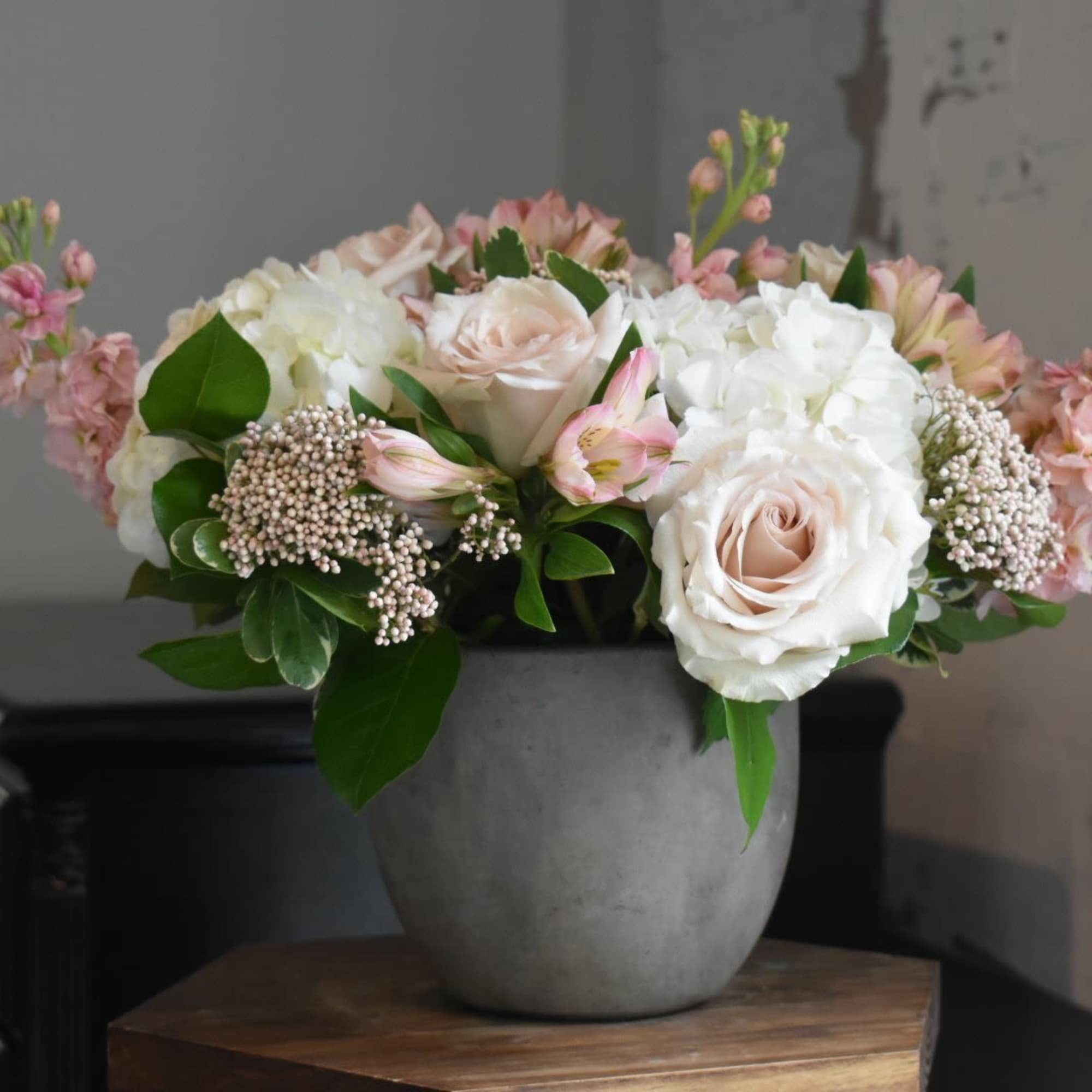 Each arrangement is custom designed, using seasonal, best-of-day blooms. The image shown, photo 2 of 3