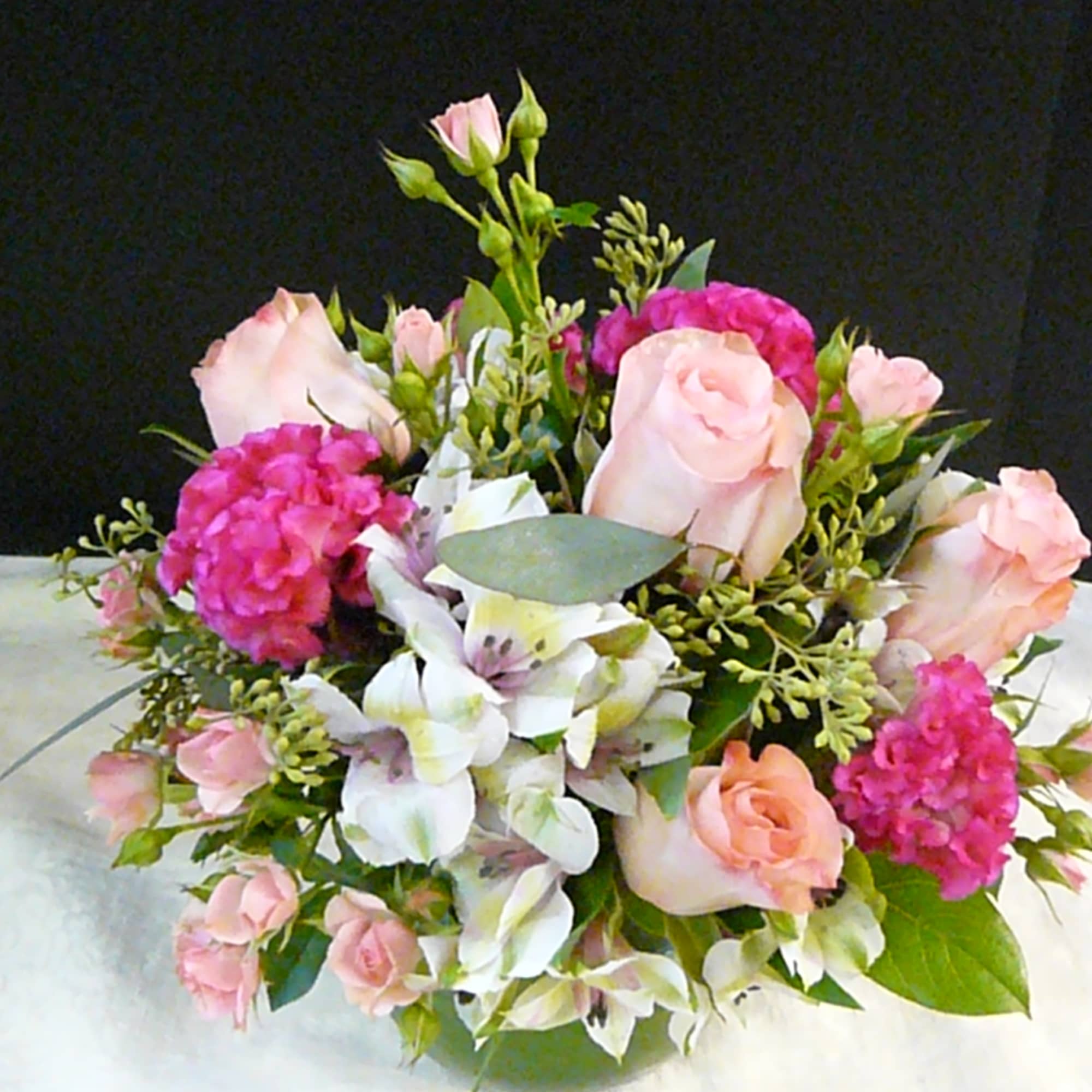 Roses, Spray Roses, Alstroemeria, Seasonal Flowers,  Fancy Greens  , photo 2 of 3
