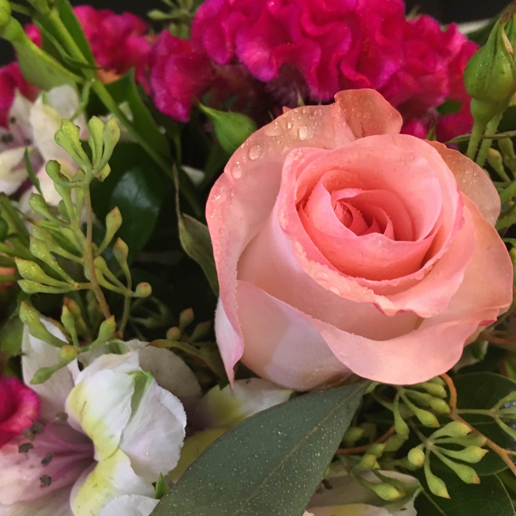 Roses, Spray Roses, Alstroemeria, Seasonal Flowers,  Fancy Greens  , photo 3 of 3