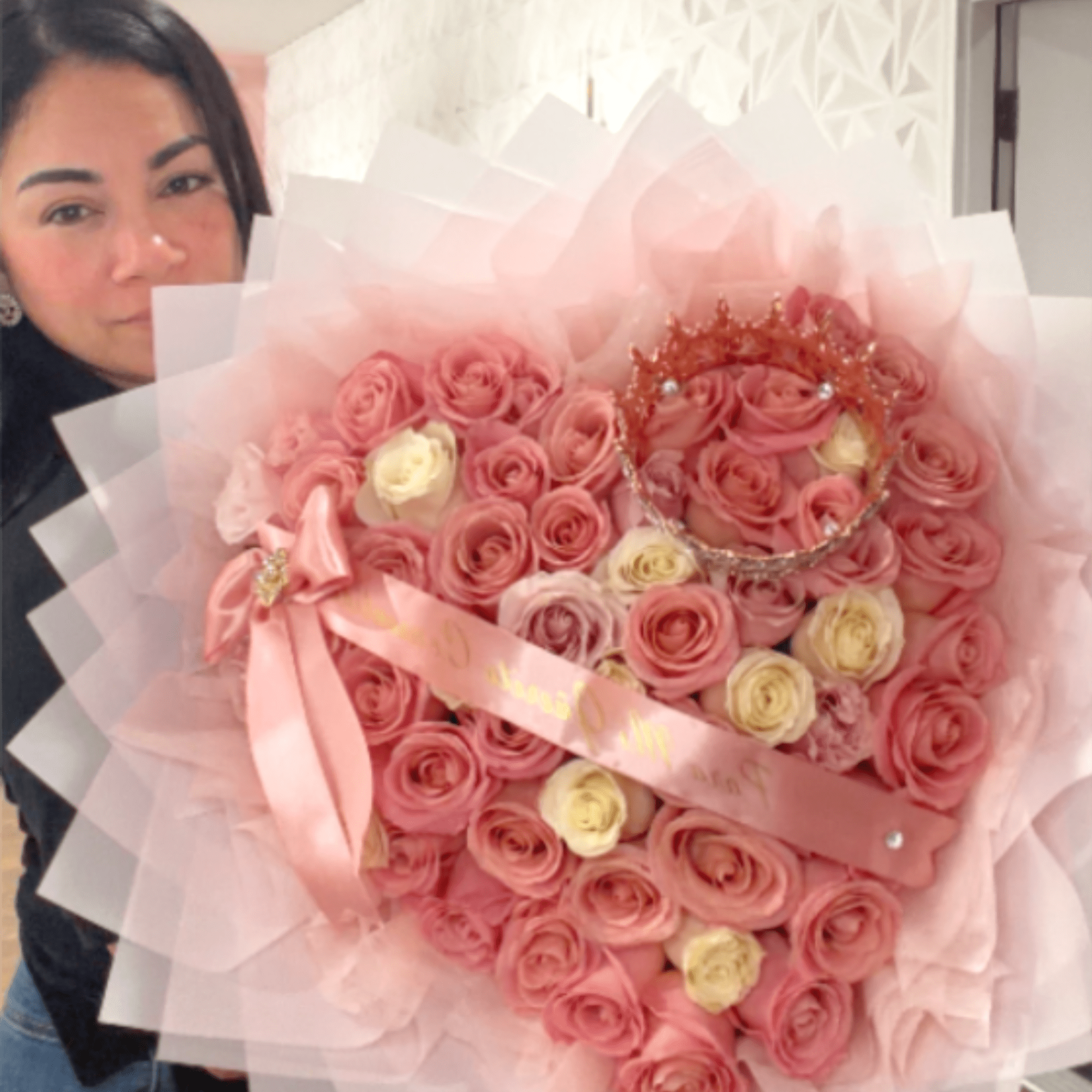 Make an unforgettable impression with this breathtaking heart-shaped bouquet, featuring 50 premium, photo 2 of 2