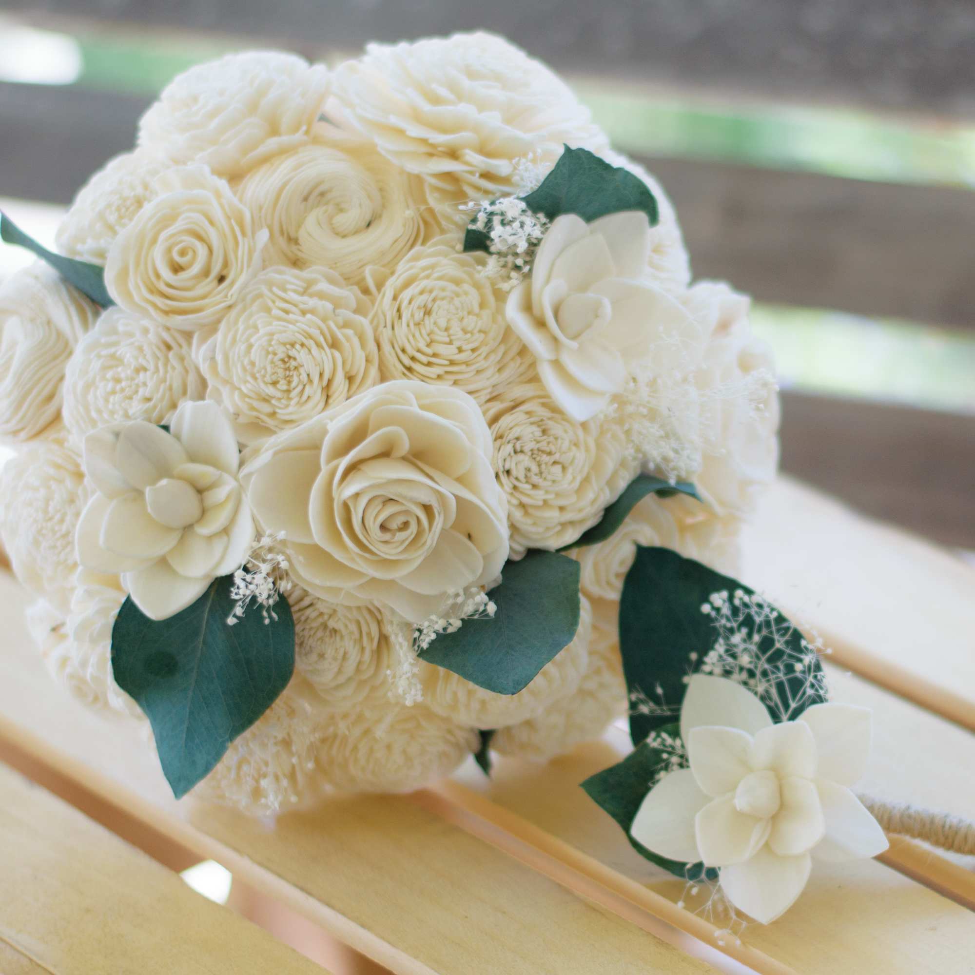 This bouquet is made of wood flowers carved from the stems of, photo 2 of 2