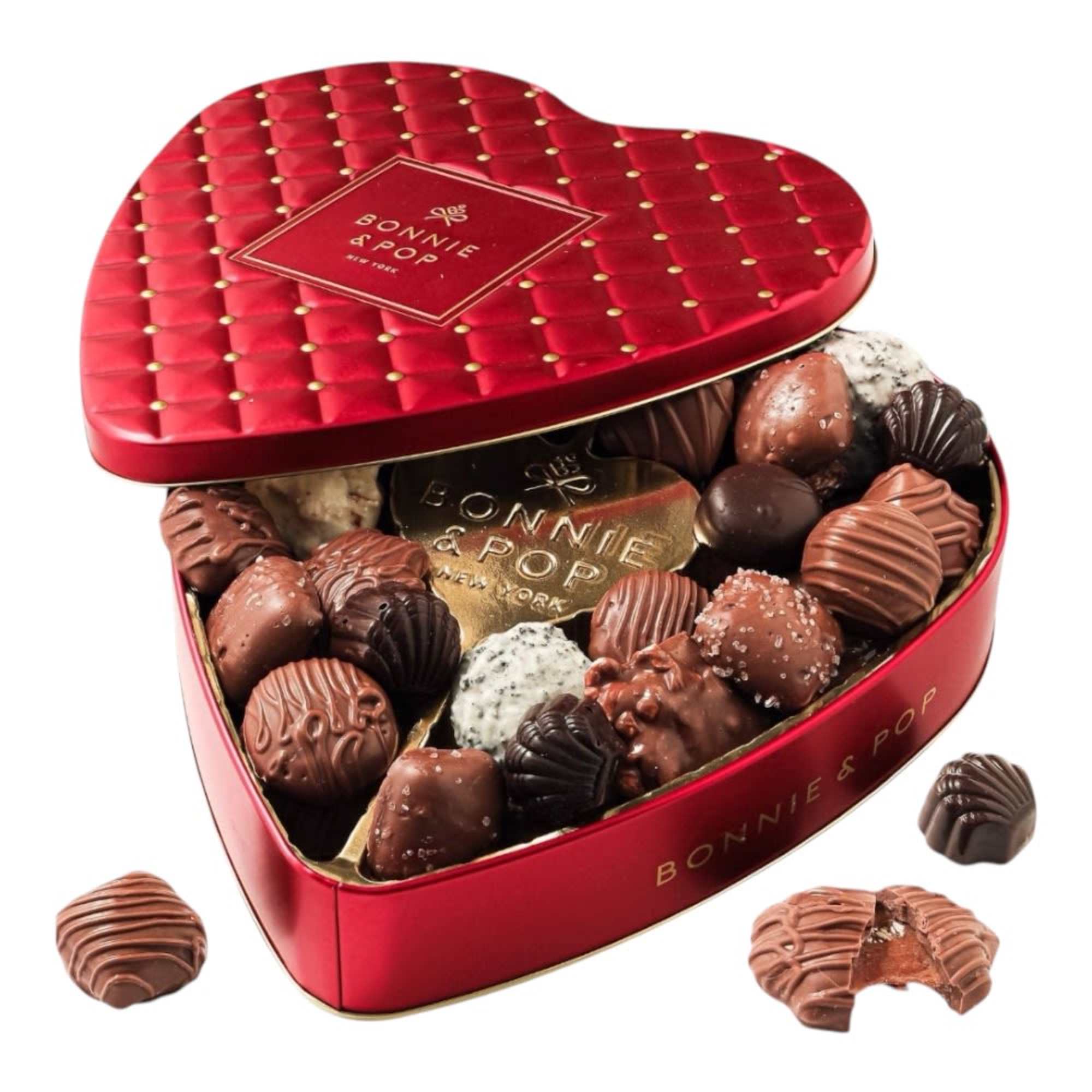 A symbol of love and indulgence, this Bonnie &amp; Pop heart-shaped tin&mdash;curated