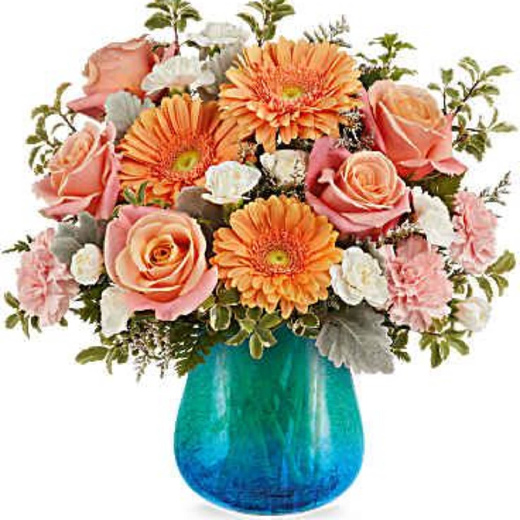 As radiant as a seaside sunrise, the Ocean Sunrise Bouquet brings together
