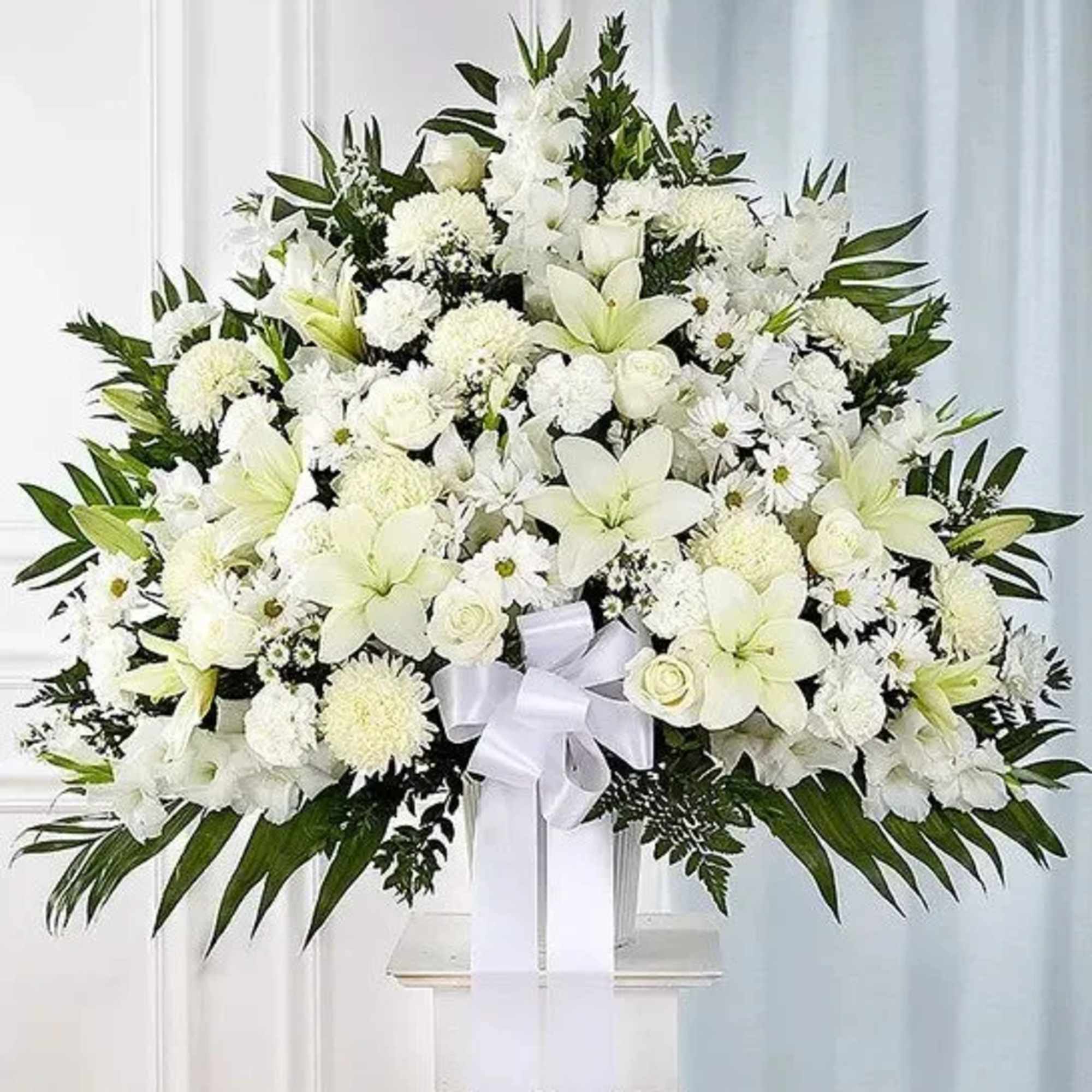 Symbolizing peace, serenity and purity, white flowers can help comfort those grieving