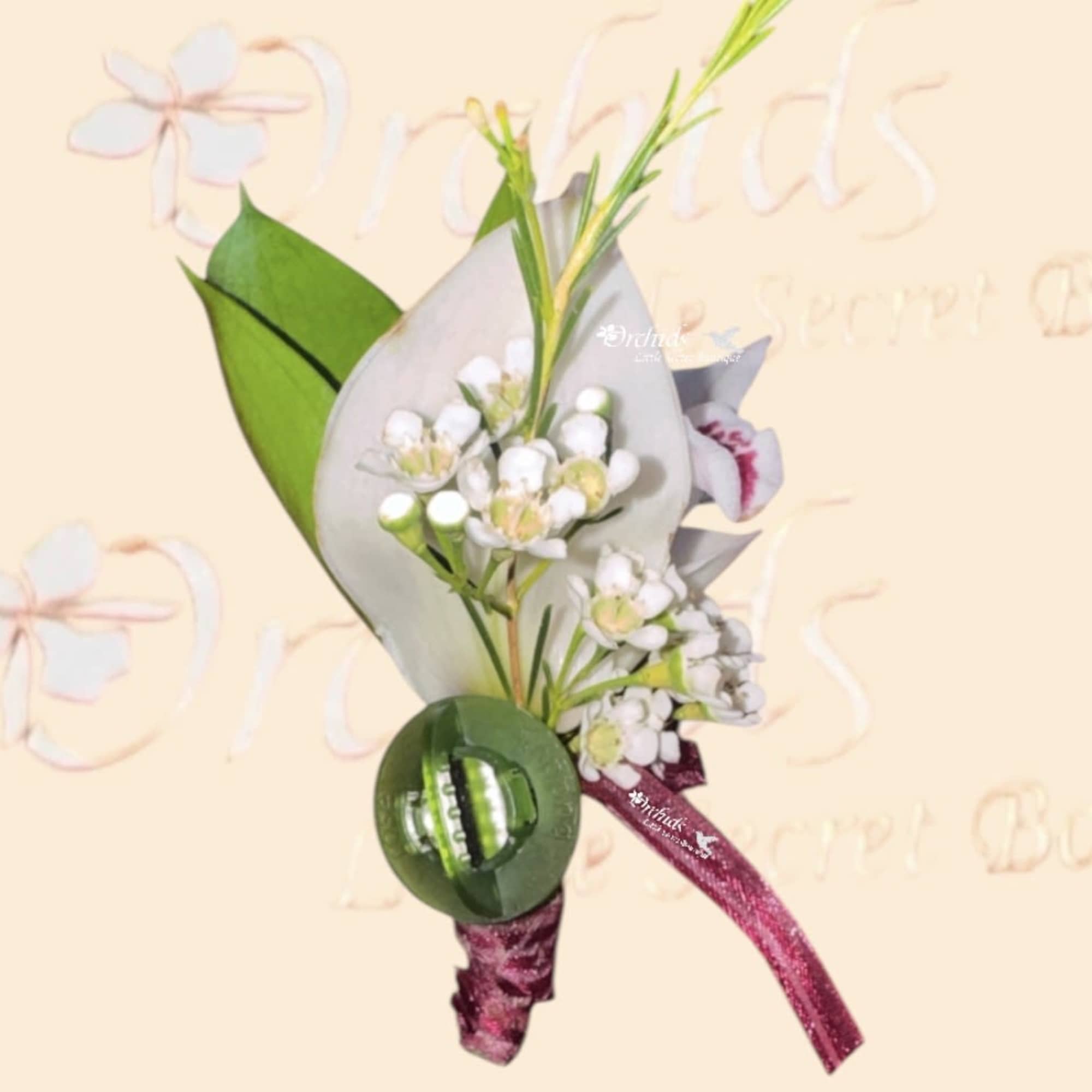Make a lasting impression with this elegant exotic cymbidium orchid boutonniere, designed, photo 3 of 3