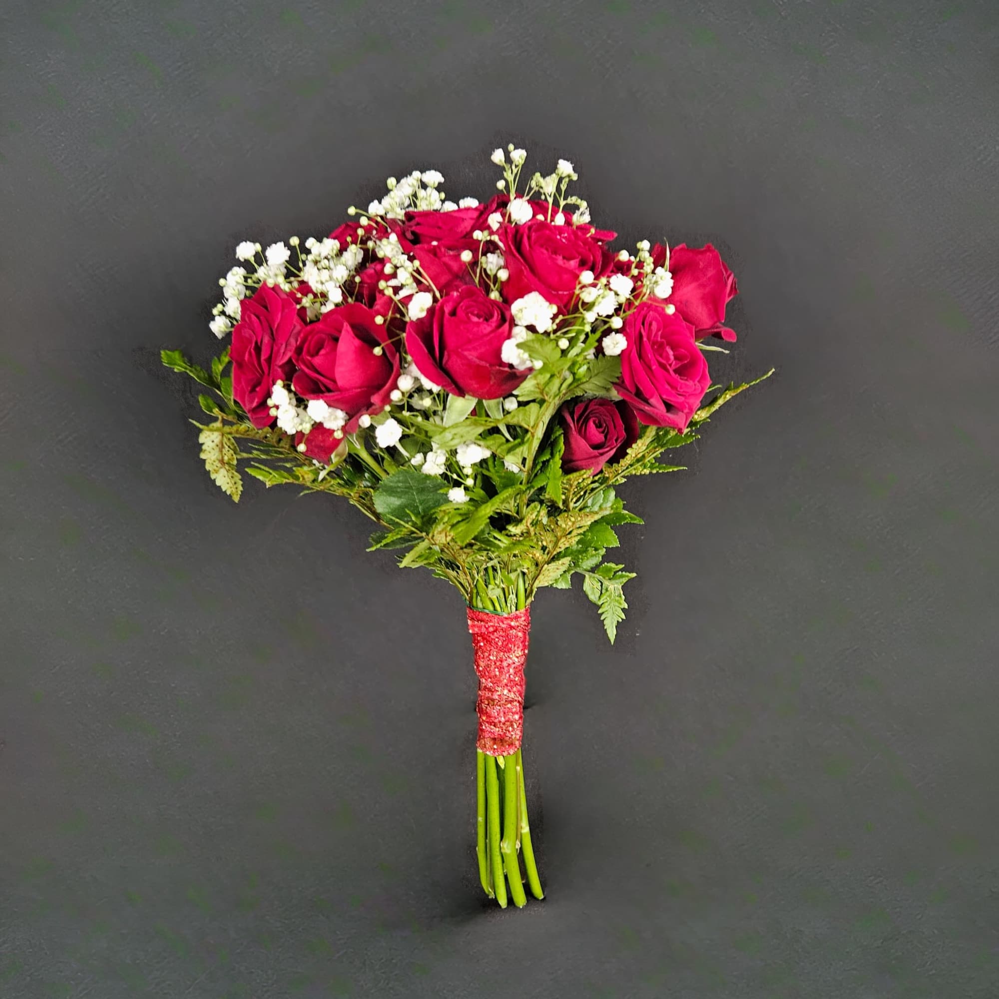 A classic 5 stem spray rose bouquet hand-tied with satin ribbon that, photo 3 of 5