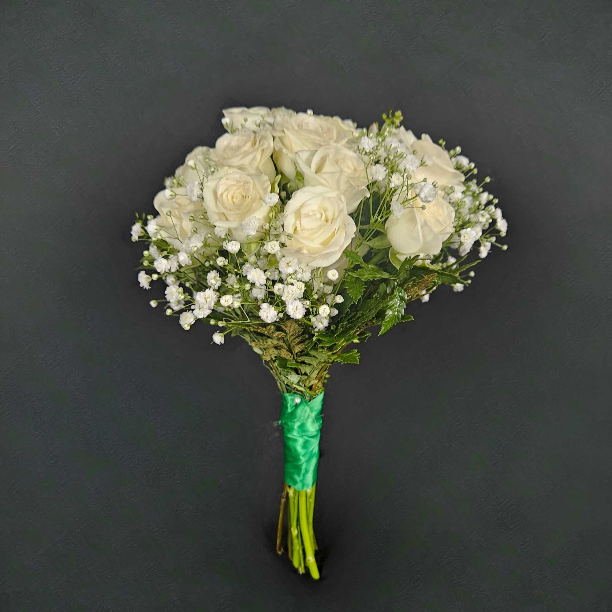 A classic 5 stem spray rose bouquet hand-tied with satin ribbon that, photo 4 of 5