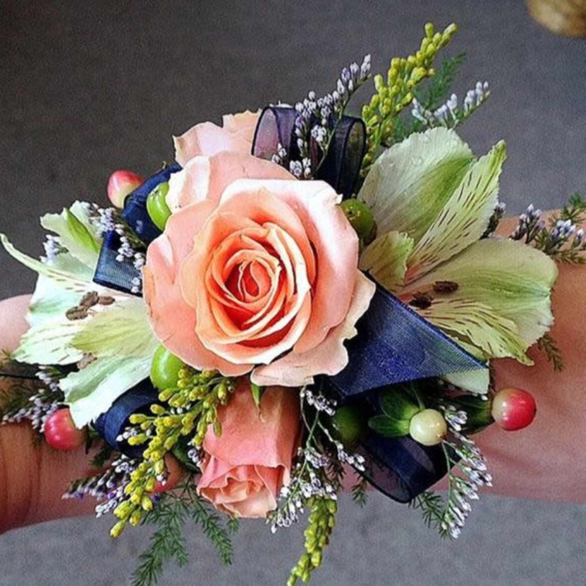 Peach Garden Wristlet in Rutland, VT | The Rustic Magnolia Florist Peach Garden Wristlet in Rutland, VT | The Rustic Magnolia Florist