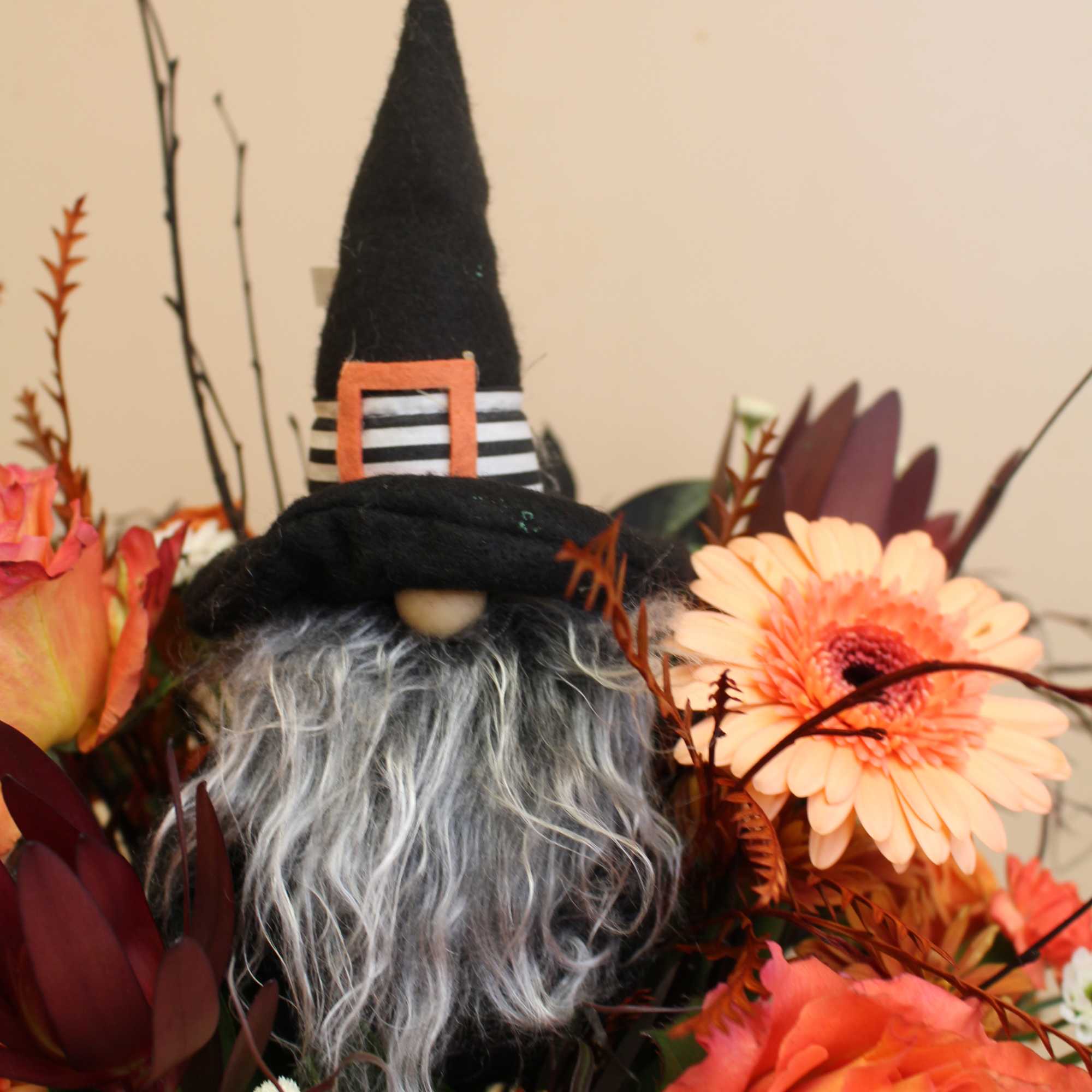 spooky arrangement with a Halloween gnome, photo 3 of 4